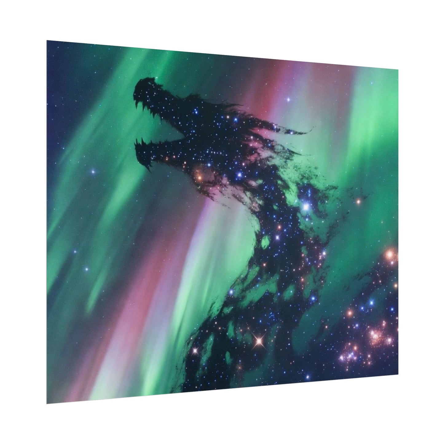 Aurora Dragon Poster — Cosmic Northern Lights Wall Art (Rolled Poster)