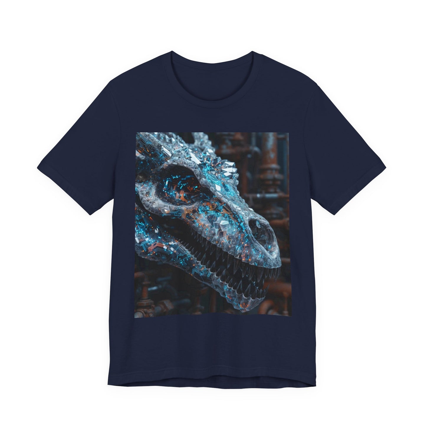 Dragon Skull Graphic Tee — Iridescent Fossil Art T-Shirt