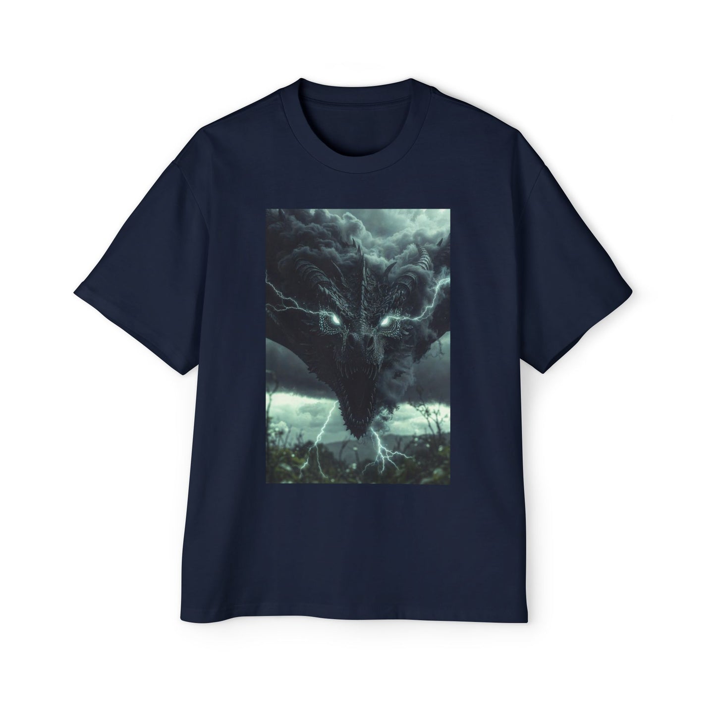 Storm Dragon Graphic Tee — Dark Fantasy Oversized Men's T-Shirt