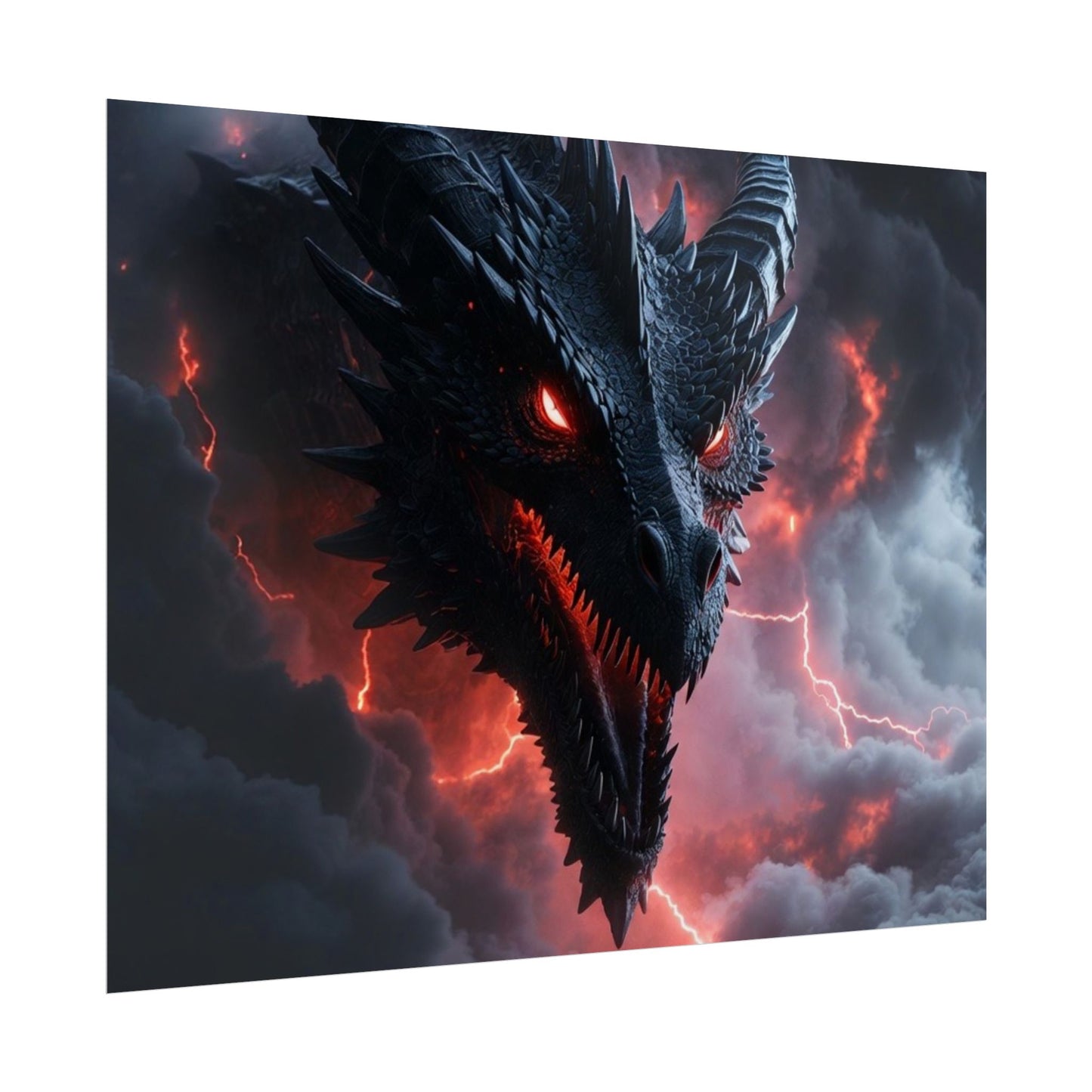 Dragon Storm Rolled Poster — Dark Fantasy Dragon Wall Art