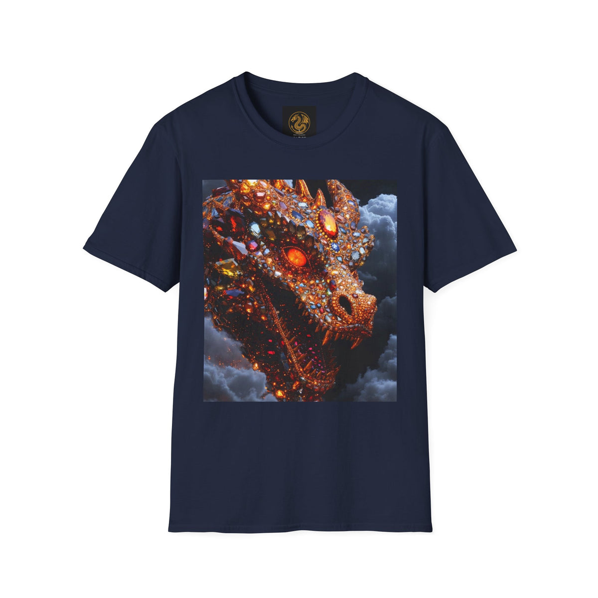 A Gemstone Dragon Head Graphic T-Shirt — Fiery Fantasy Scaly Creature Design
