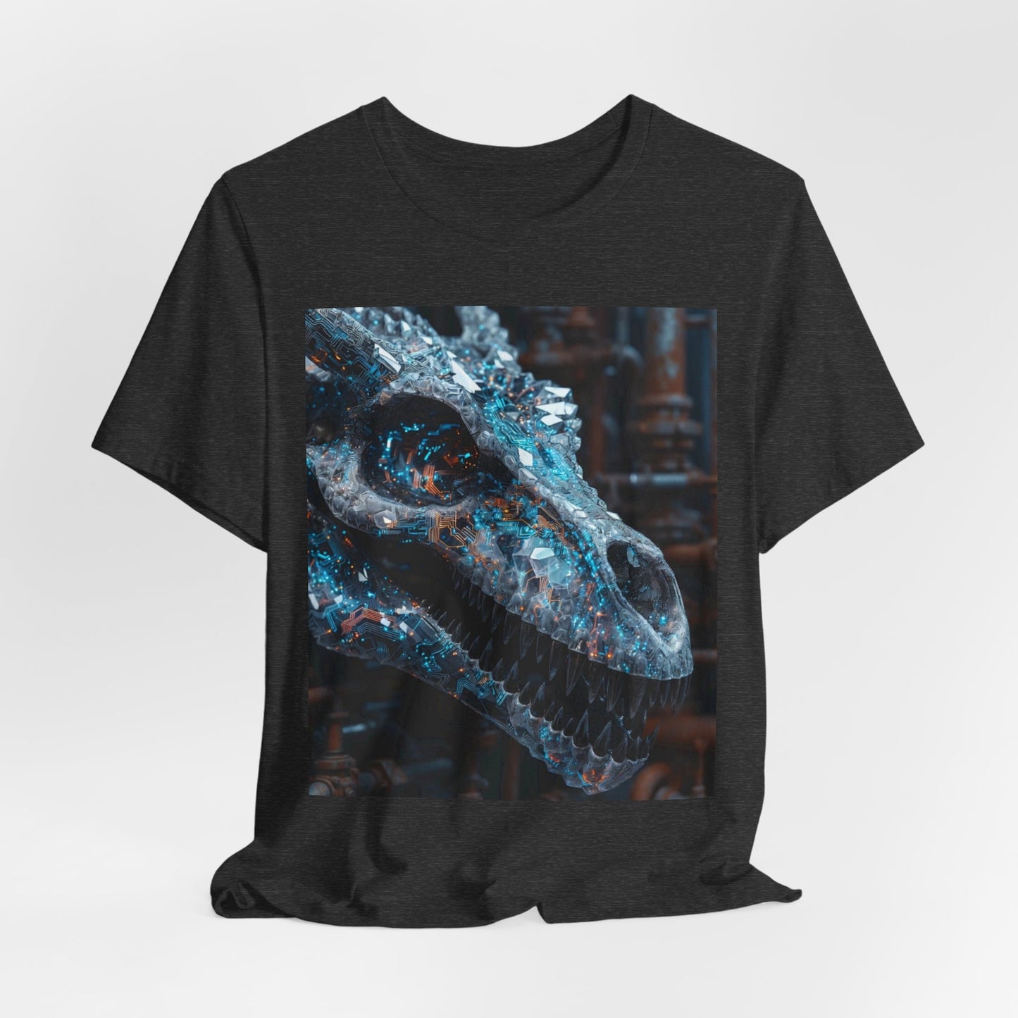 Dragon Skull Graphic Tee — Iridescent Fossil Art T-Shirt