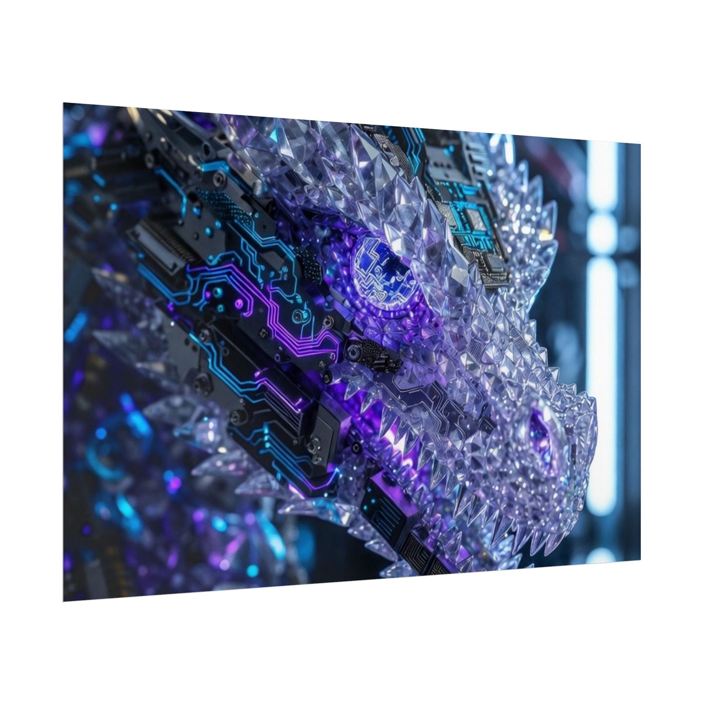 Rolled Poster — Cyber Crystal Dragon Art Print