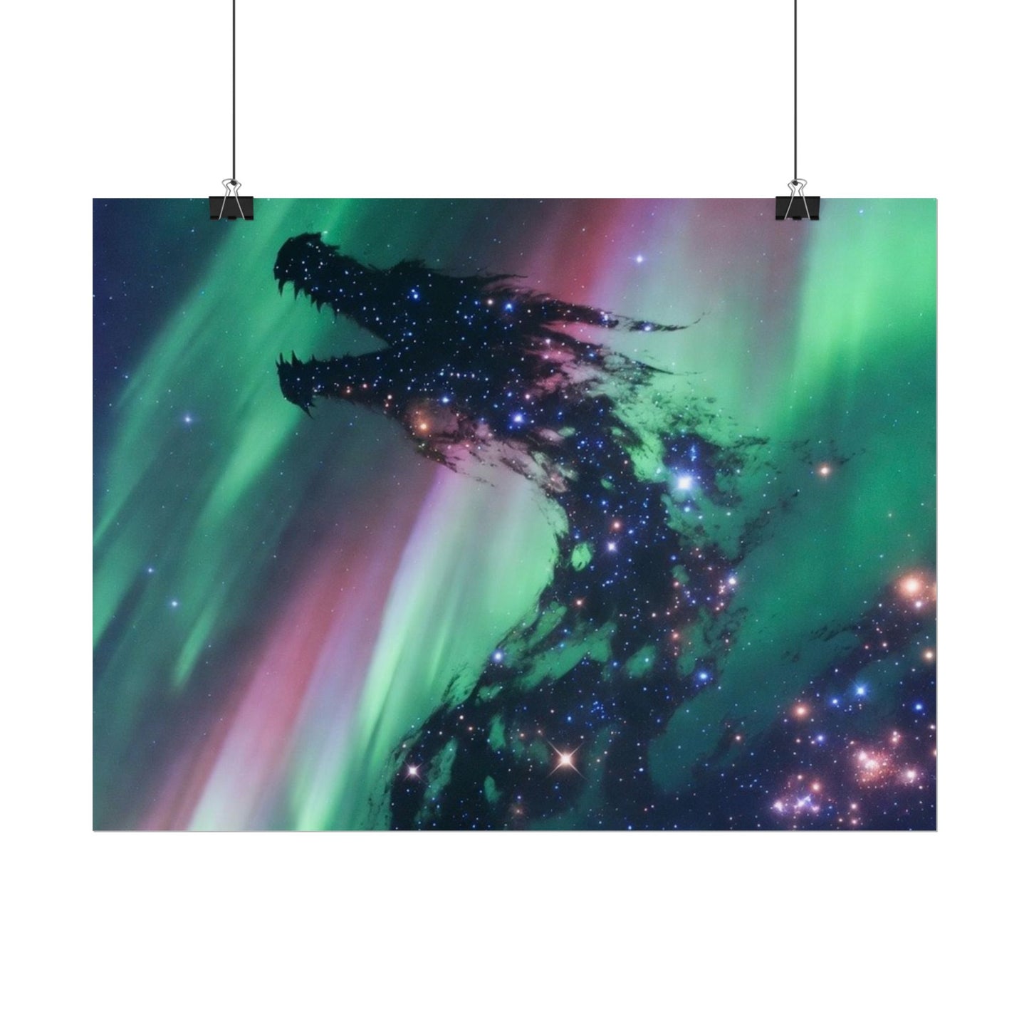 Aurora Dragon Poster — Cosmic Northern Lights Wall Art (Rolled Poster)