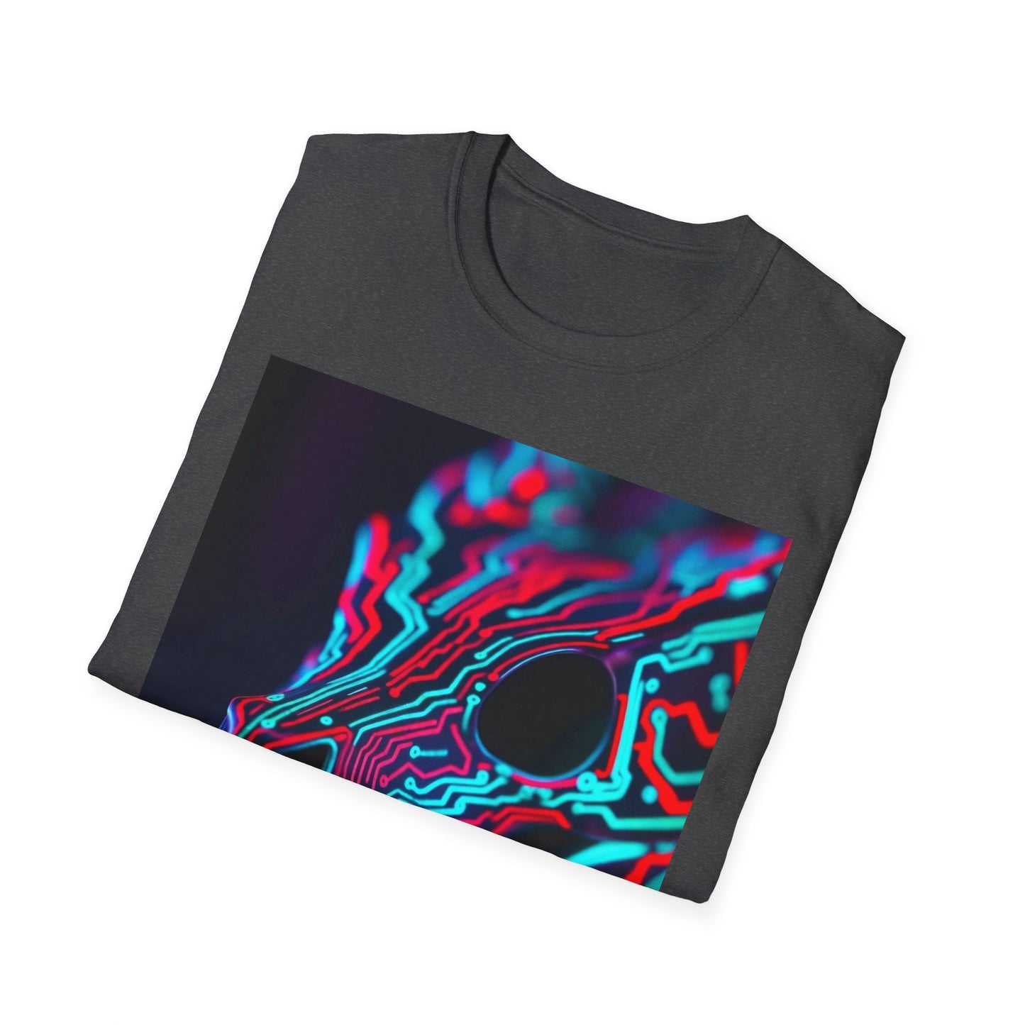 Neon Cyber Skull T-Shirt — Vaporwave Glitch Art Tee