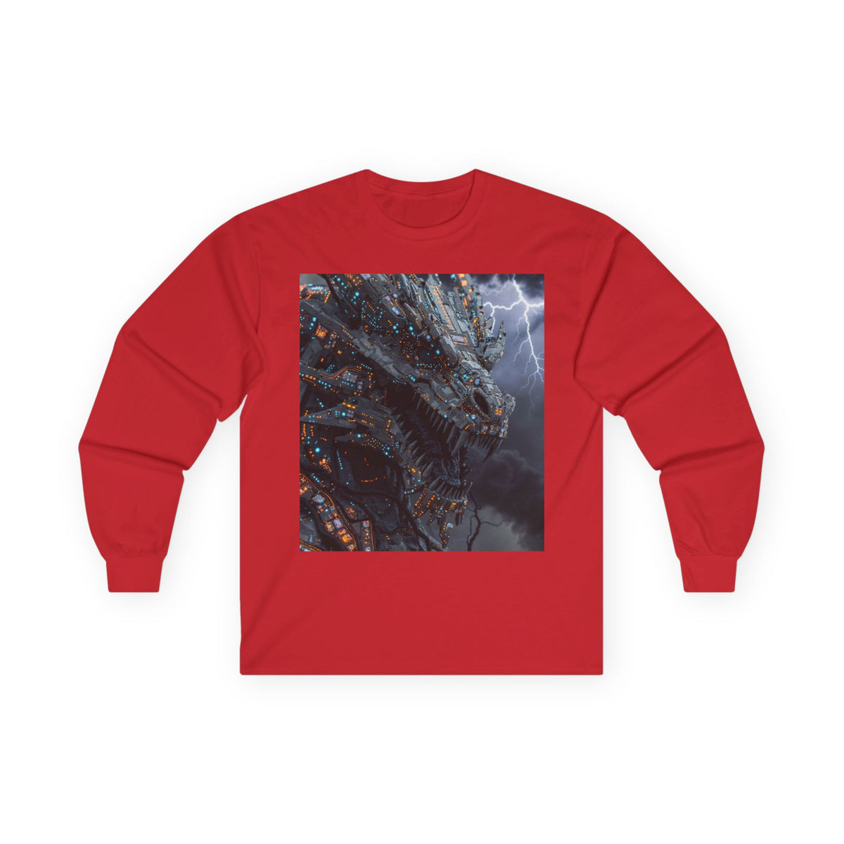 A Long Sleeve Tee — Moody Ocean Cliff Photo Pocket Print