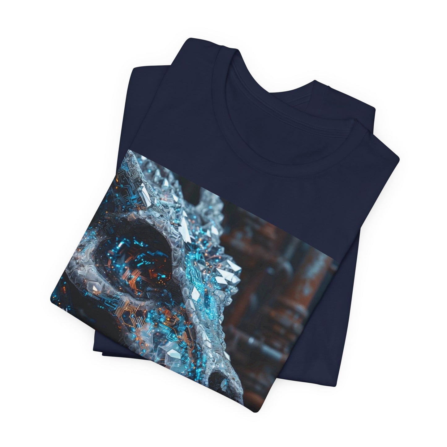 Dragon Skull Graphic Tee — Iridescent Fossil Art T-Shirt