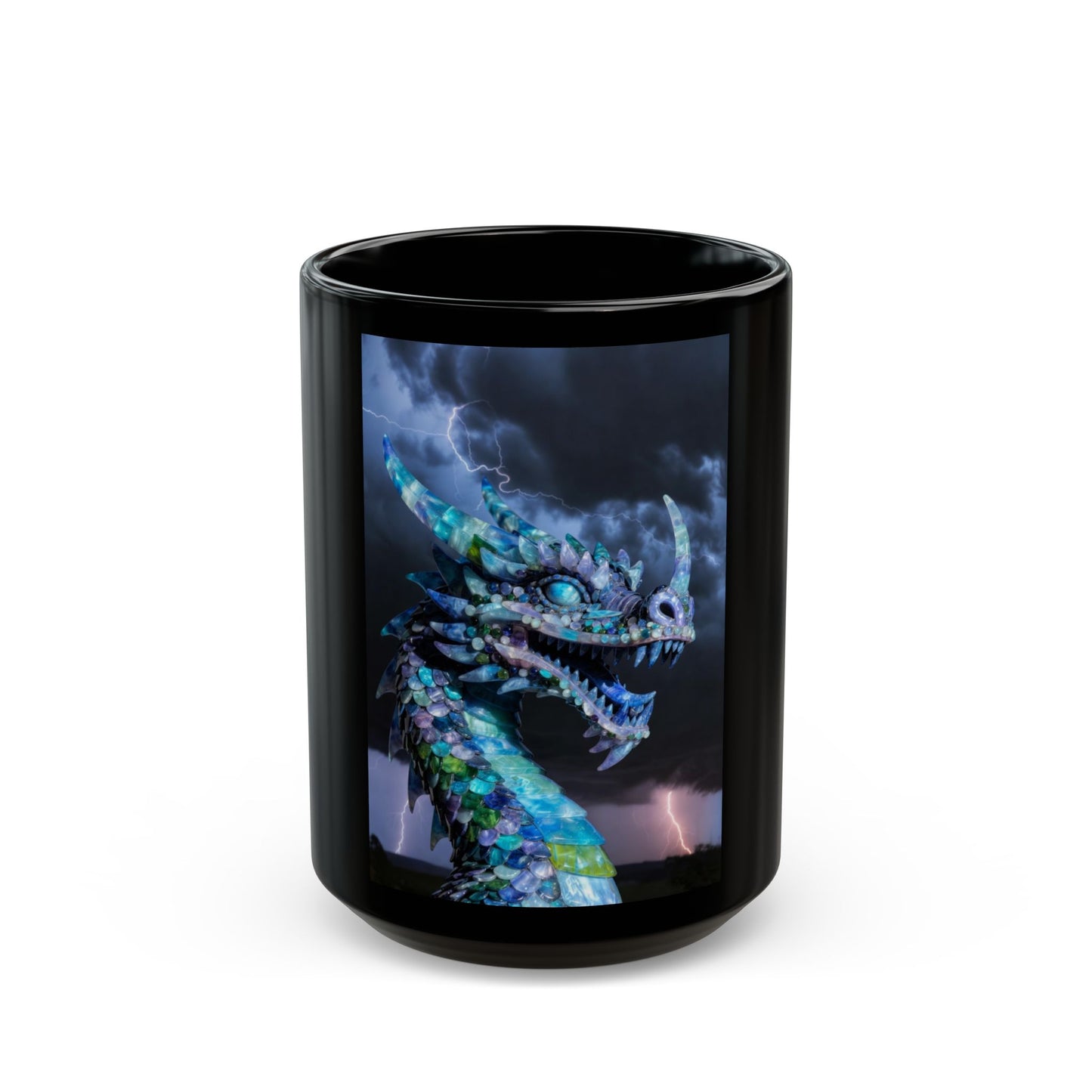 Storm Dragon Black Mug — Colorful Mythical Dragon Coffee Cup (11oz/15oz)