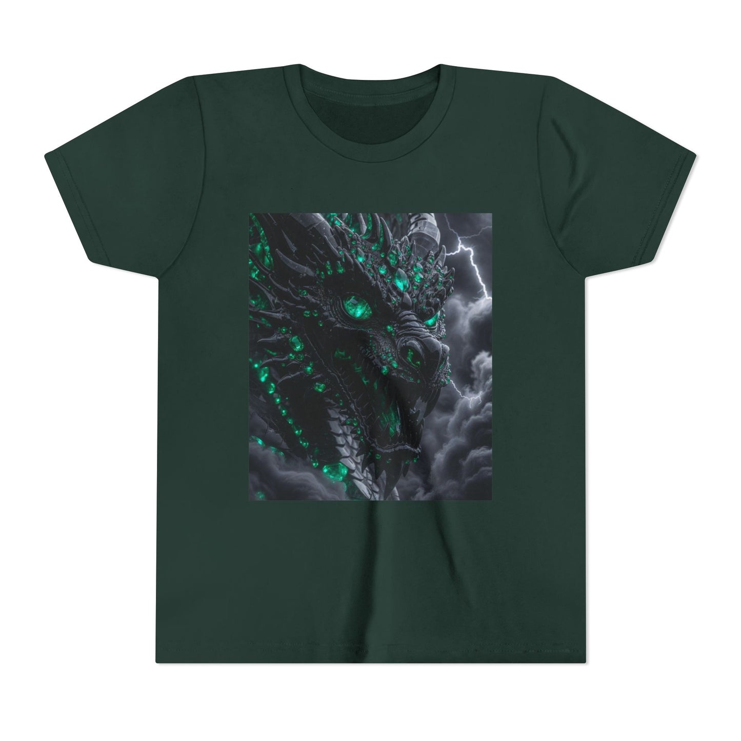 A Top selling Dragon Storm Youth Tee — Neon Green Dragon Illustration Graphic T-Shirt