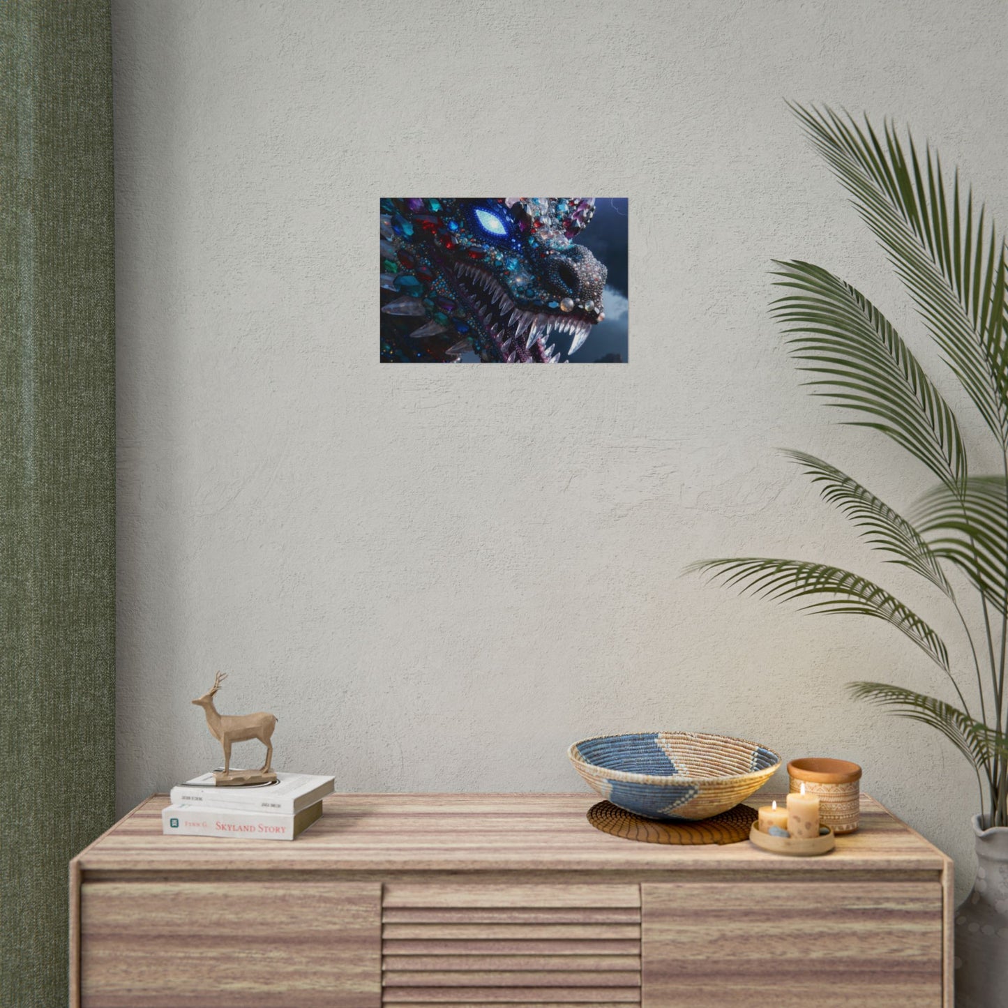 Dragon Crystal Poster — Fantasy Gem-Encrusted Dragon Wall Art (Rolled Poster)