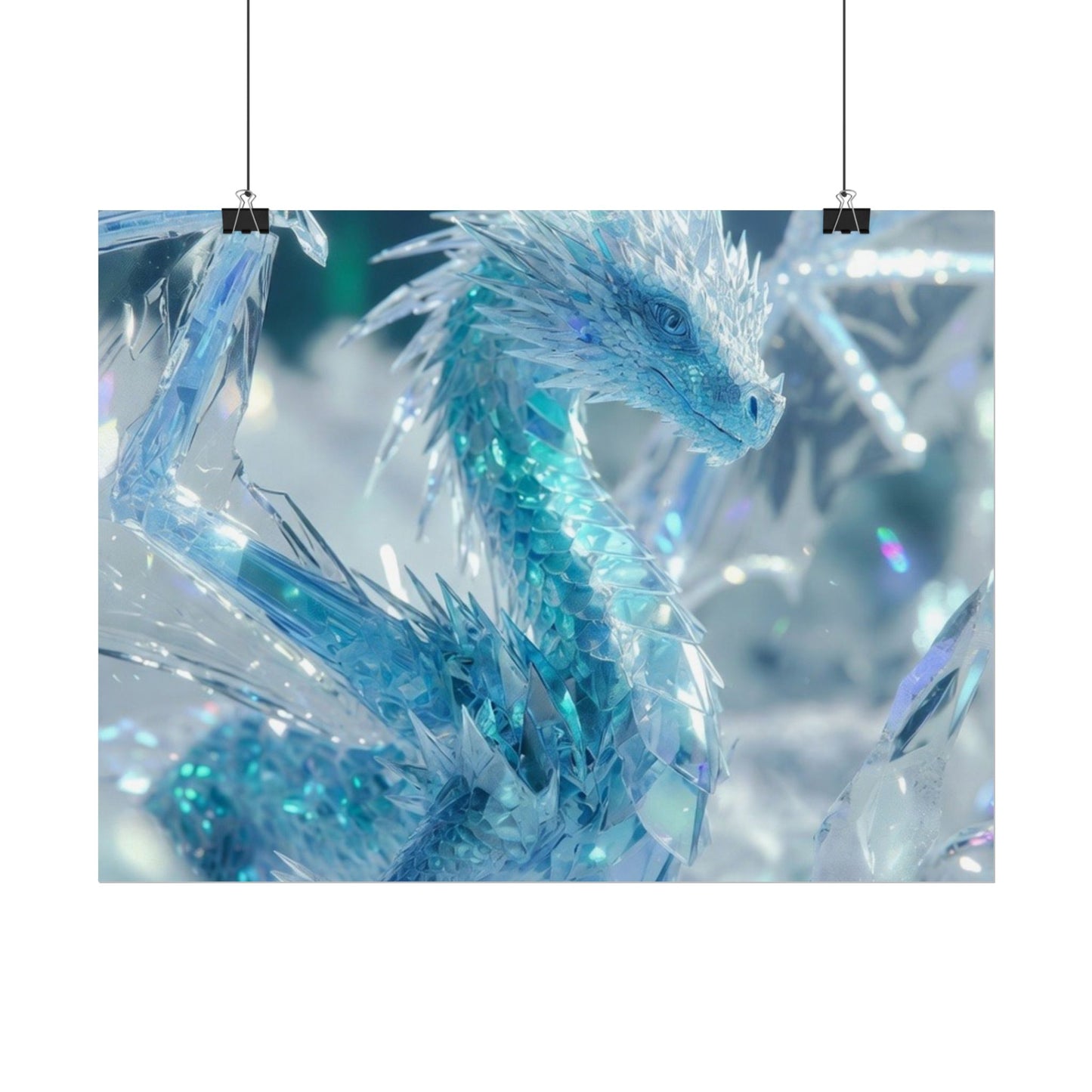 Ice Crystal Dragon Poster — Fantasy Aurora Wall Art (Rolled Poster)
