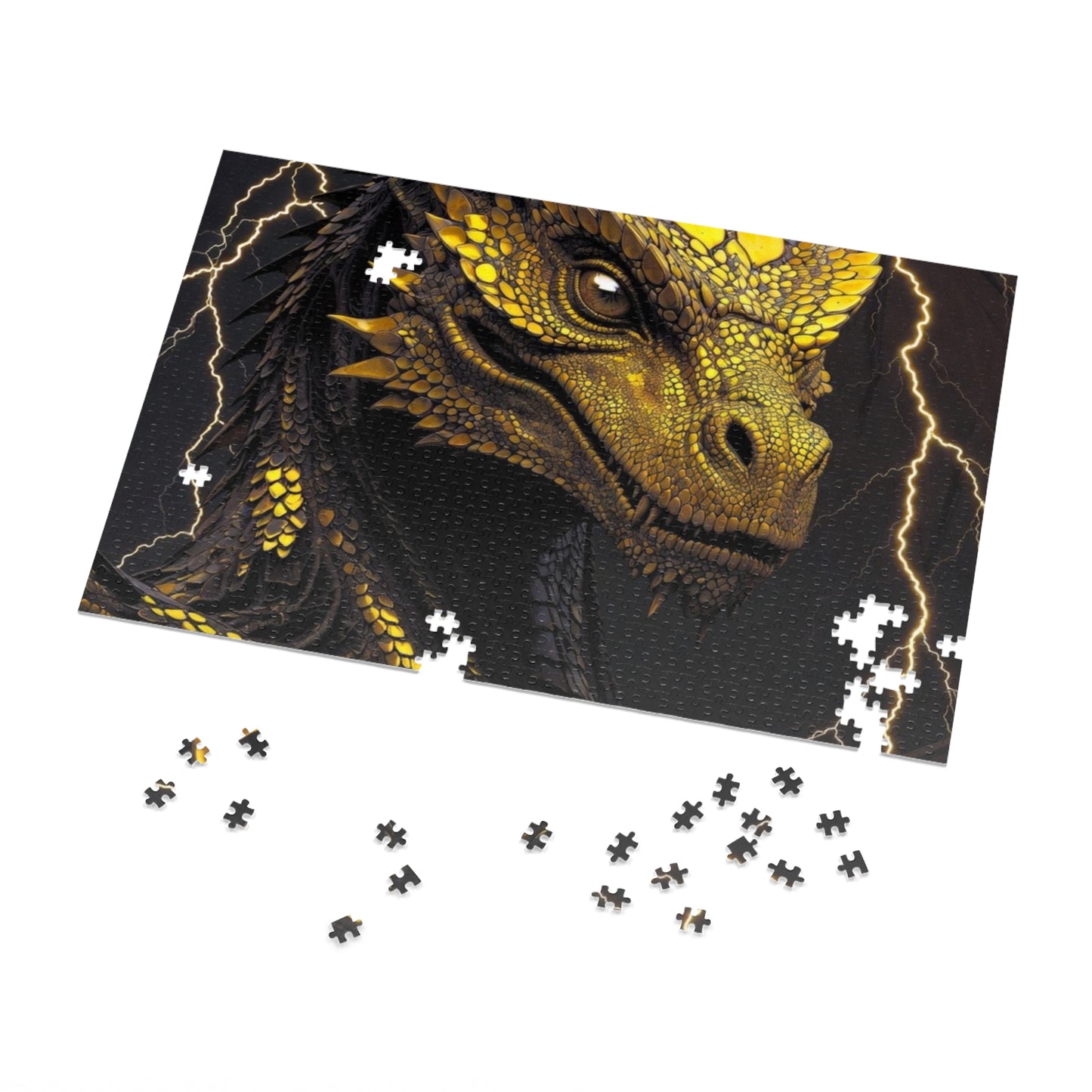 Dragon Gem Jigsaw Puzzle with Tin, Fantasy Puzzle, Kids Activities, Gifts for Game Lovers, Unique Collectible Piece