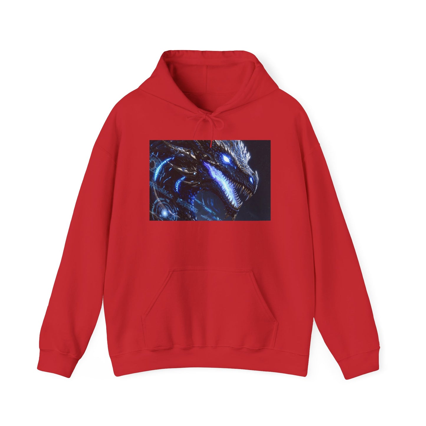 Blue Dragon Hoodie – Neon Fantasy Dragon Face Pullover