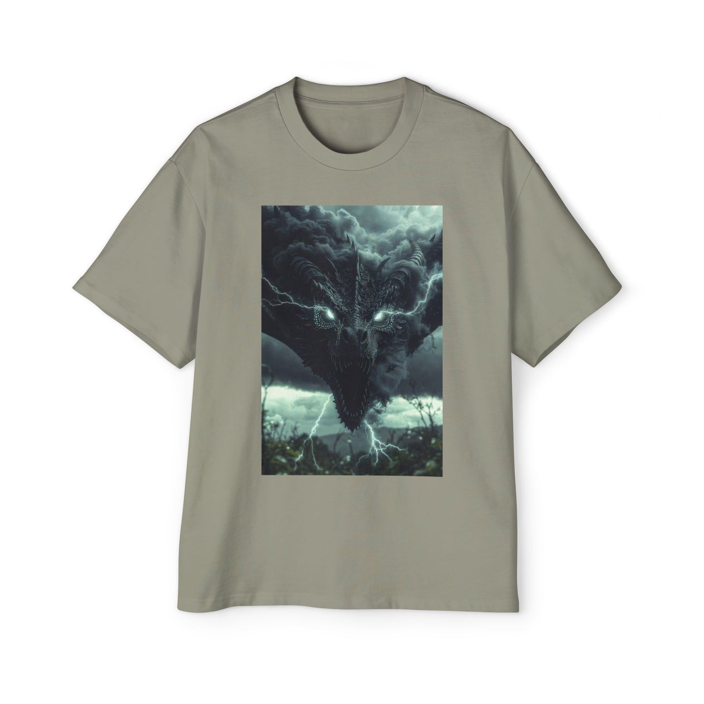 Storm Dragon Graphic Tee — Dark Fantasy Oversized Men's T-Shirt