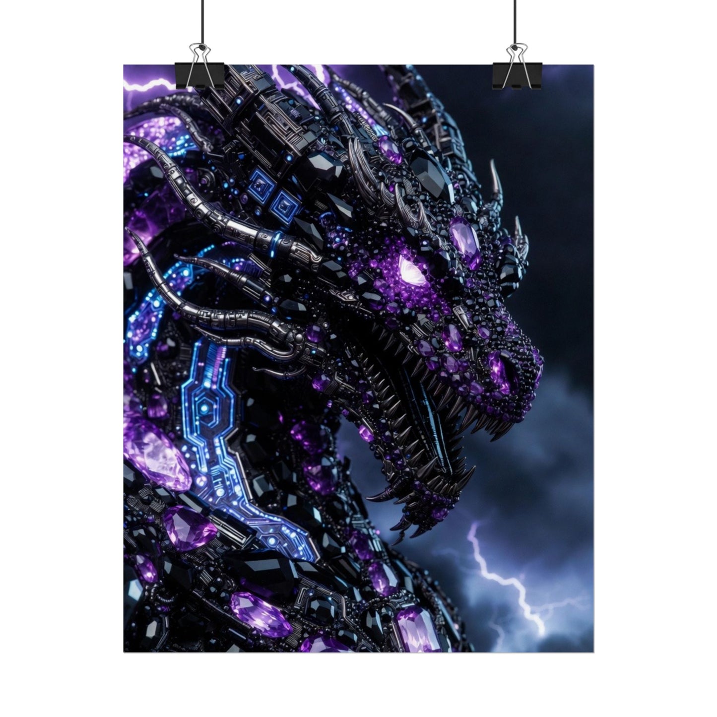 Rolled Poster — Cyberpunk Dragon Storm Art Print