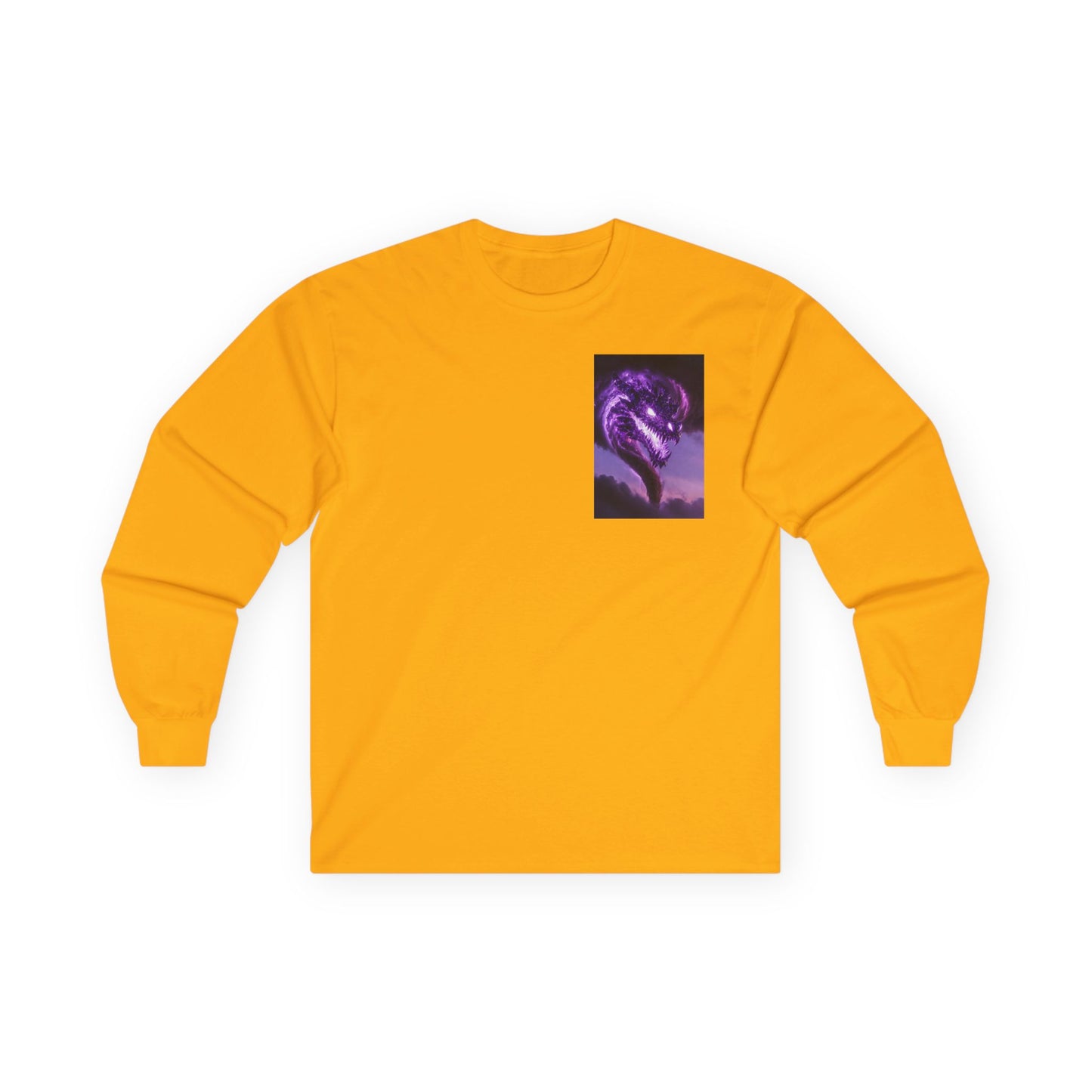 Purple Dragon Chest Graphic Long Sleeve Tee
