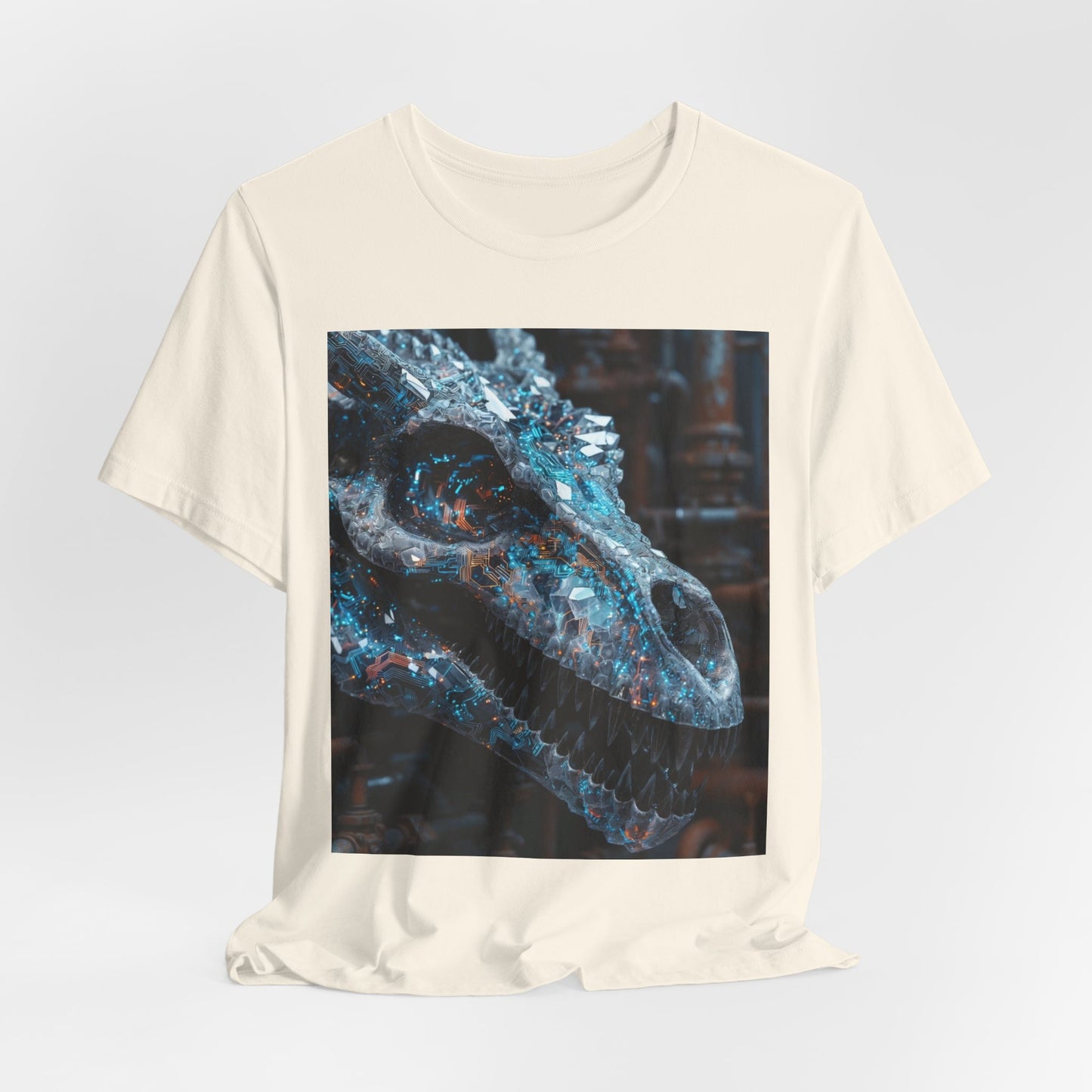 Dragon Skull Graphic Tee — Iridescent Fossil Art T-Shirt