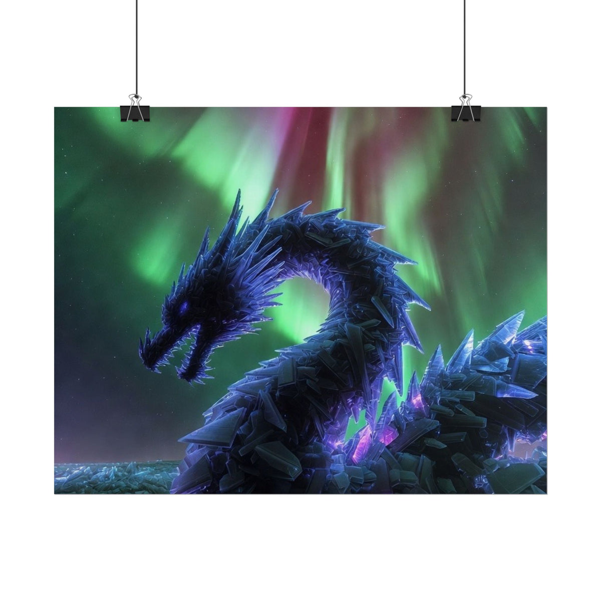 Aurora Crystal Dragon Poster — Fantasy Wall Art Print