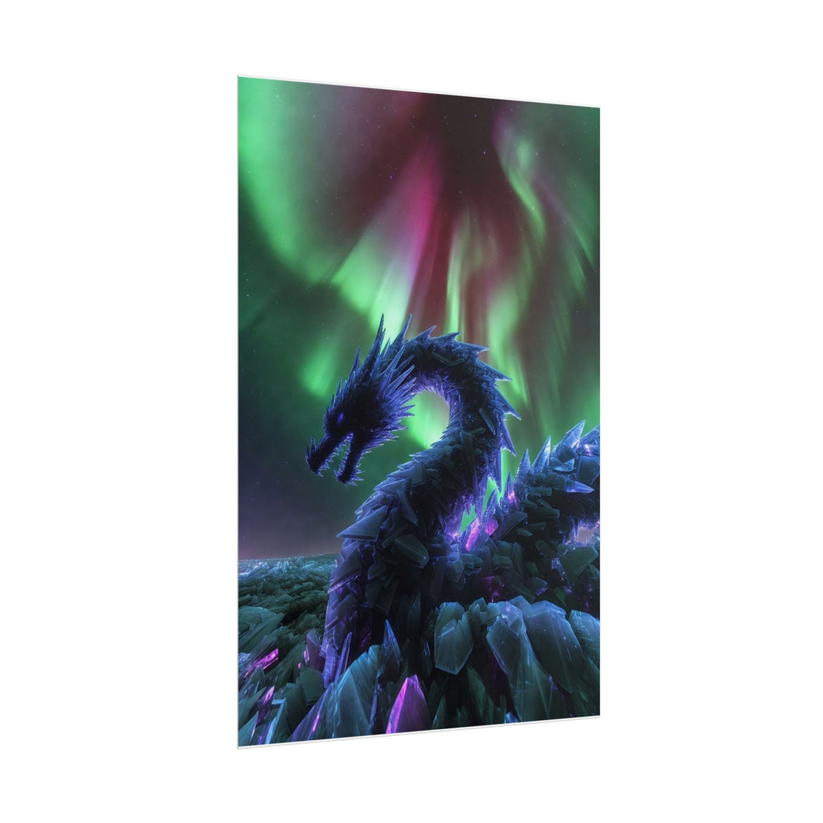 Aurora Crystal Dragon Poster — Fantasy Wall Art Print