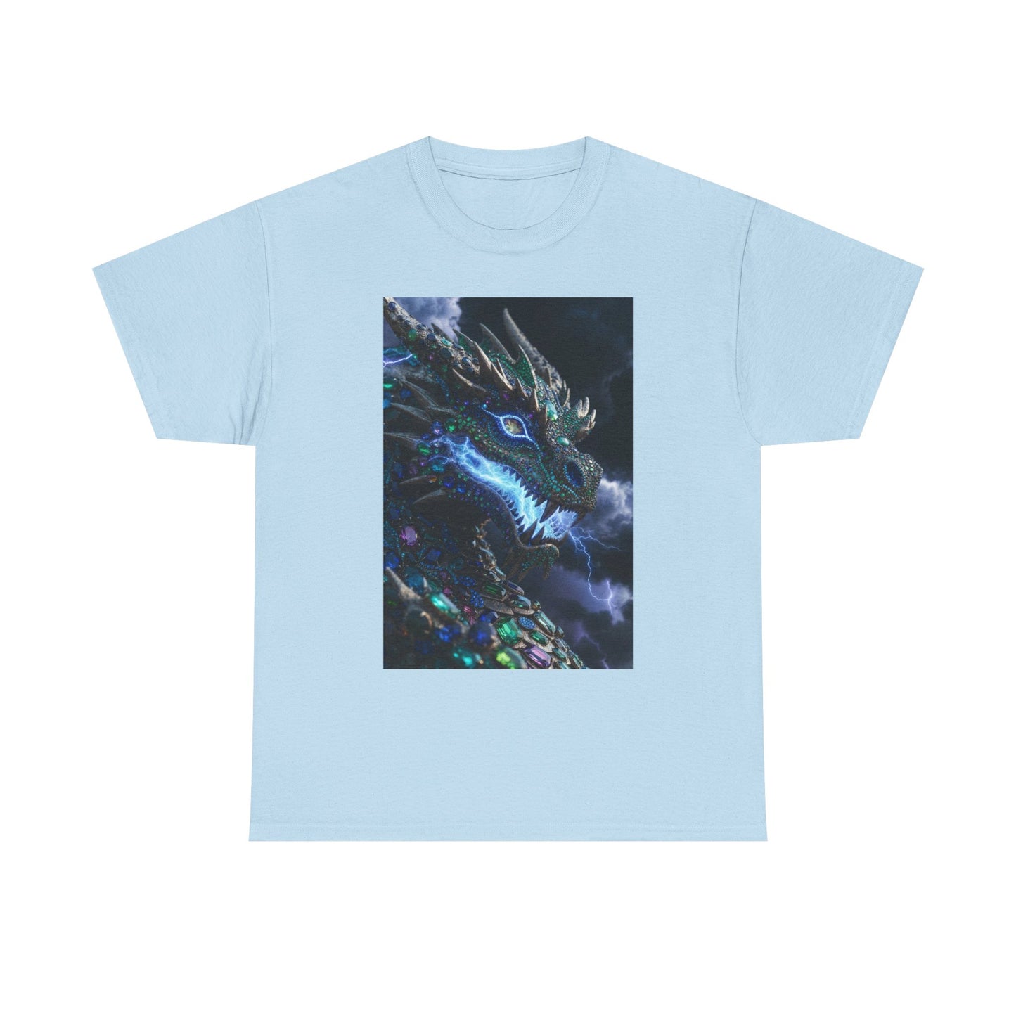Dragon Portrait T‑Shirt — Neon Blue Fantasy Dragon Graphic Tee