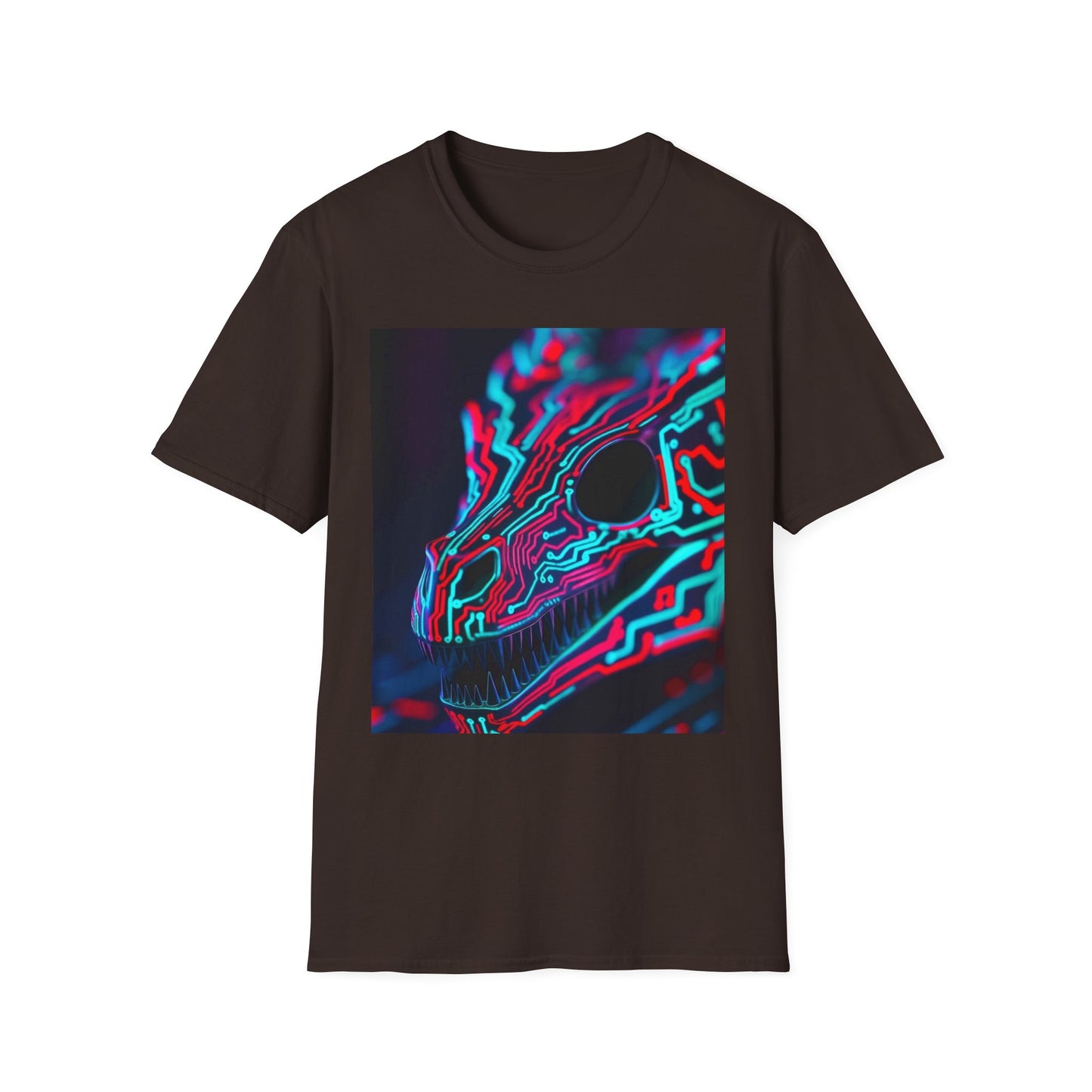 Neon Cyber Skull T-Shirt — Vaporwave Glitch Art Tee