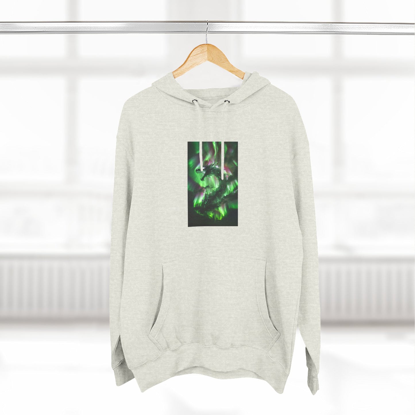 Green Nebula Abstract Hoodie — Aurora Swirl Fleece Pullover
