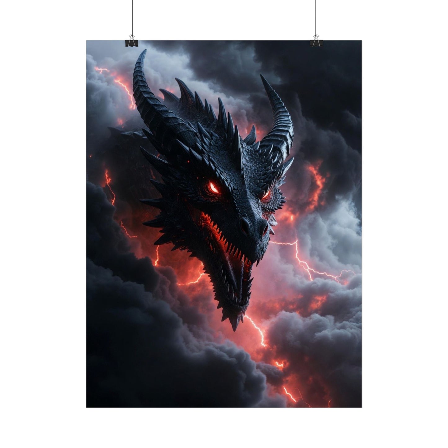 Dragon Storm Rolled Poster — Dark Fantasy Dragon Wall Art