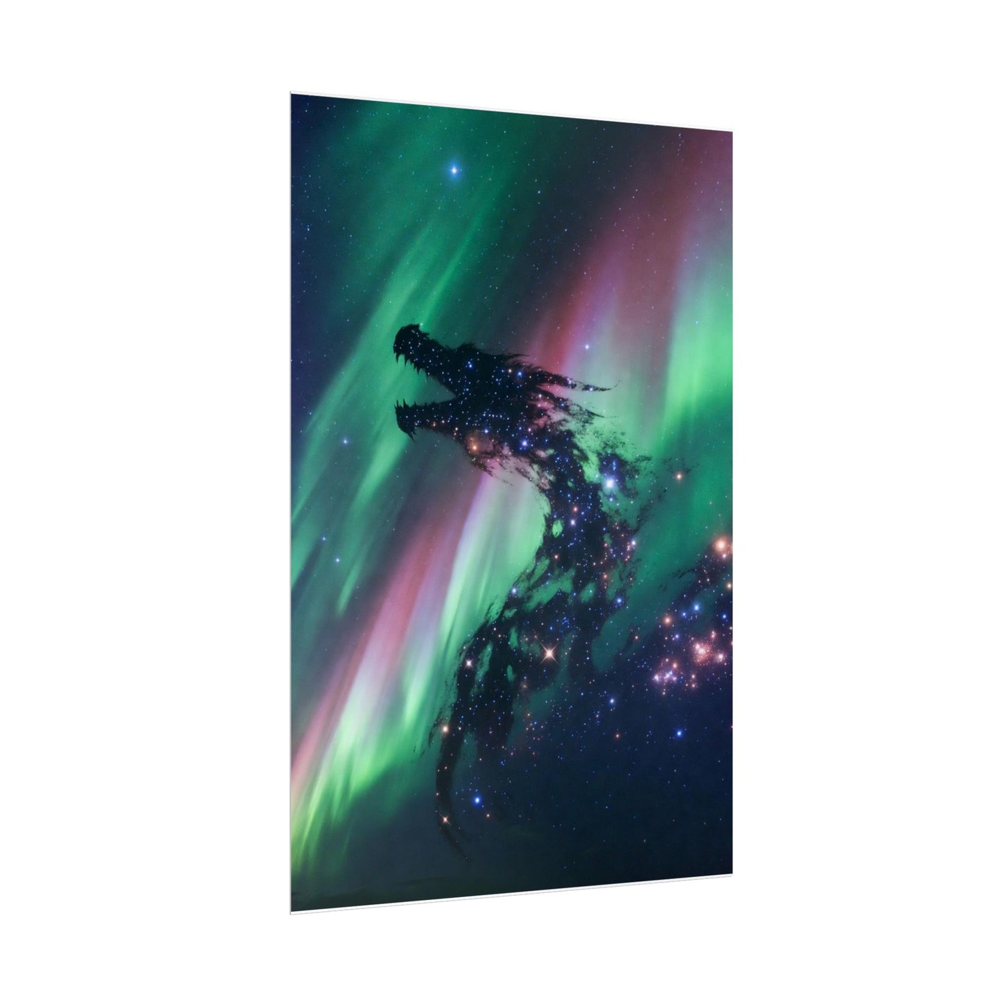 Aurora Dragon Poster — Cosmic Northern Lights Wall Art (Rolled Poster)