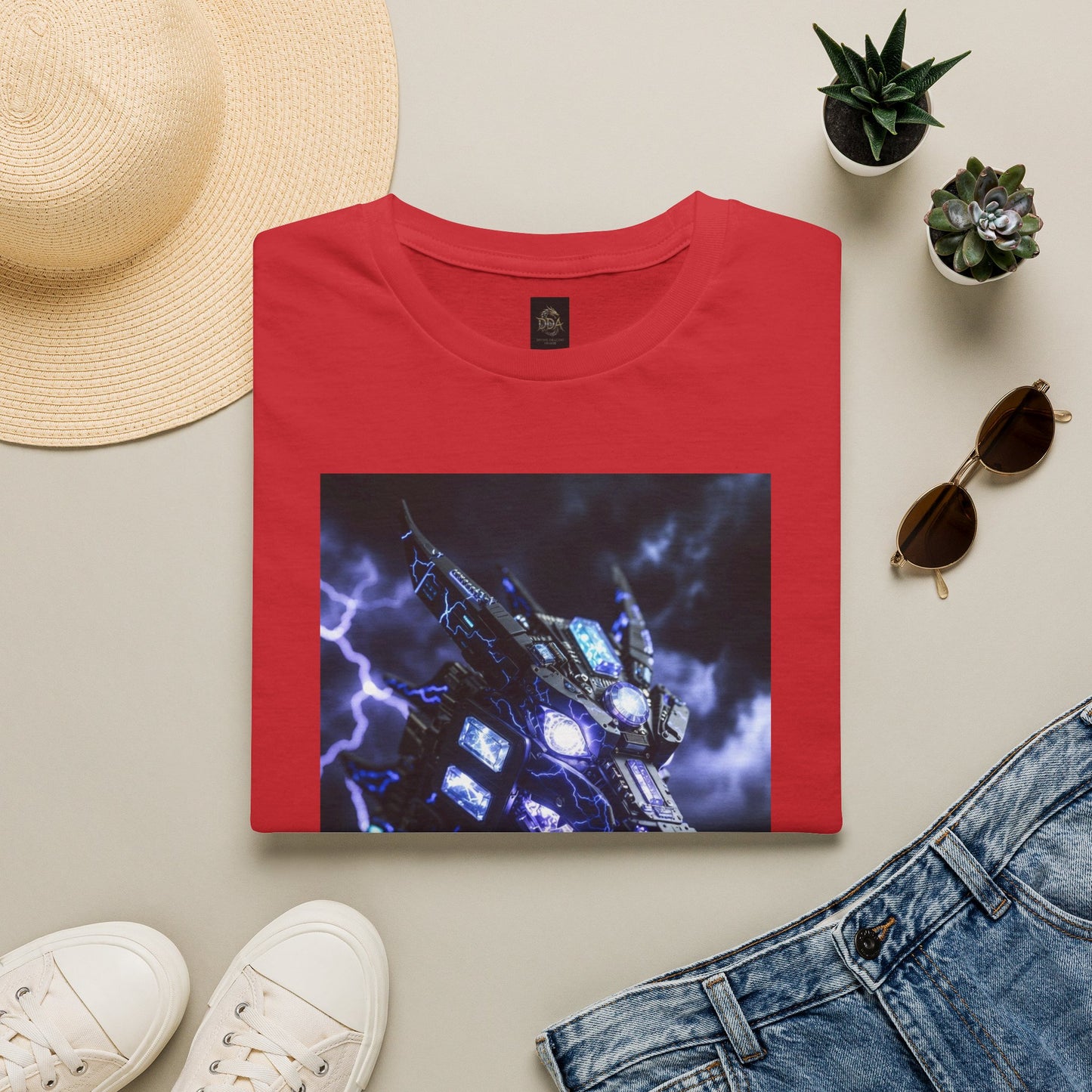 A Dragon Mech Lightning T-Shirt — Cyber Dragon Graphic Tee