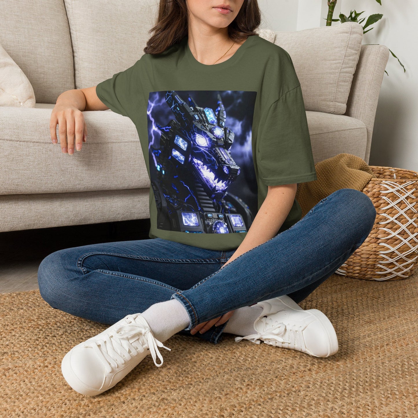 Dragon Mech Lightning T-Shirt — Cyber Dragon Graphic Tee