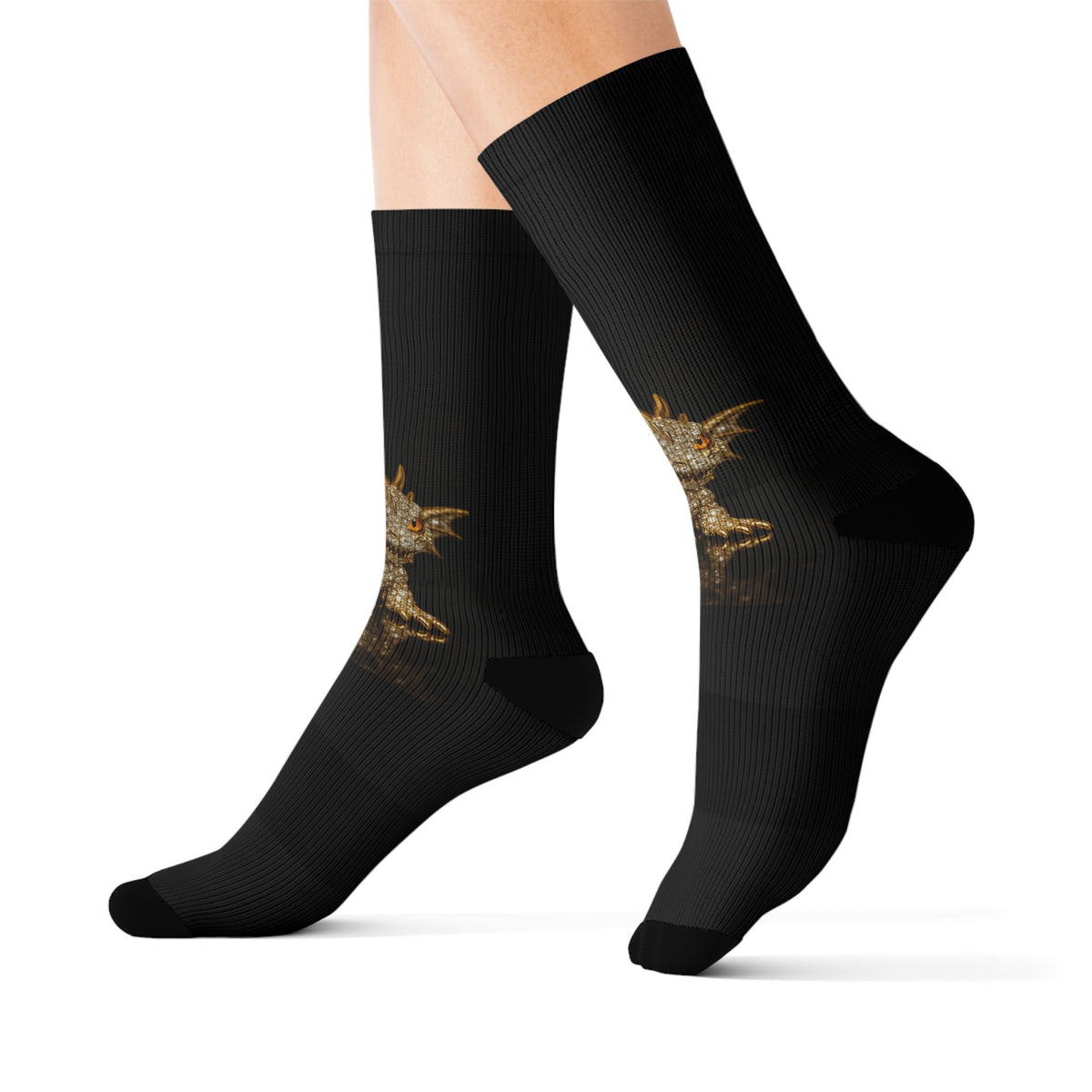 A Diamond Dragon-Inspired Sublimation Socks | Unique Gift for Fantasy Lovers, Cozy Wear, Colorful Design, Trendy Accessories, Perfect for Holidays