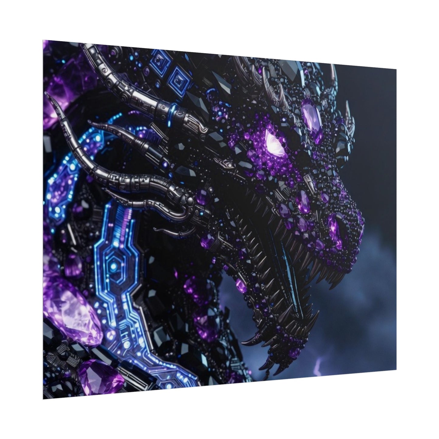 Rolled Poster — Cyberpunk Dragon Storm Art Print