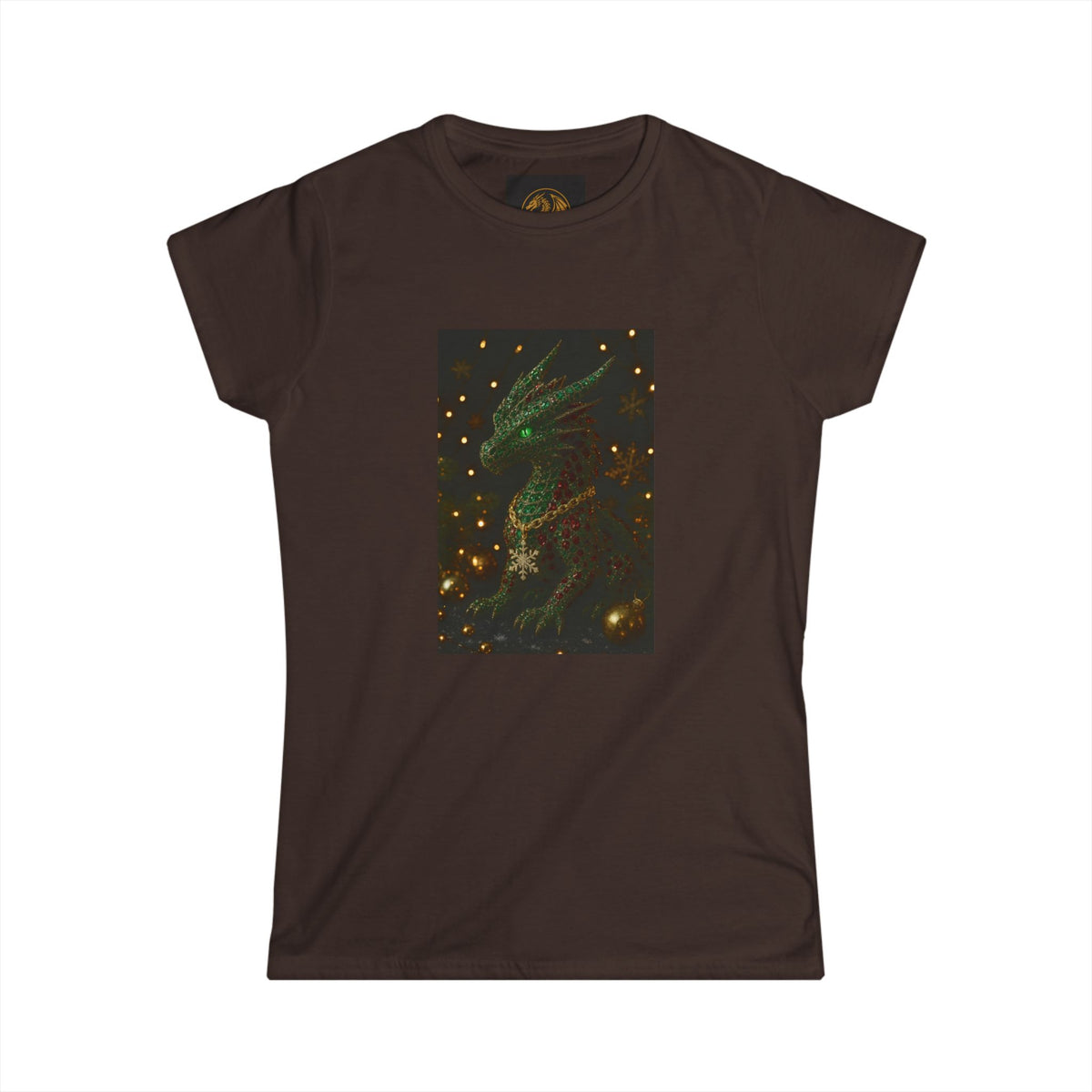 A Magical Christmas Women’s Tee — Emerald Dragon & Stars Graphic Shirt