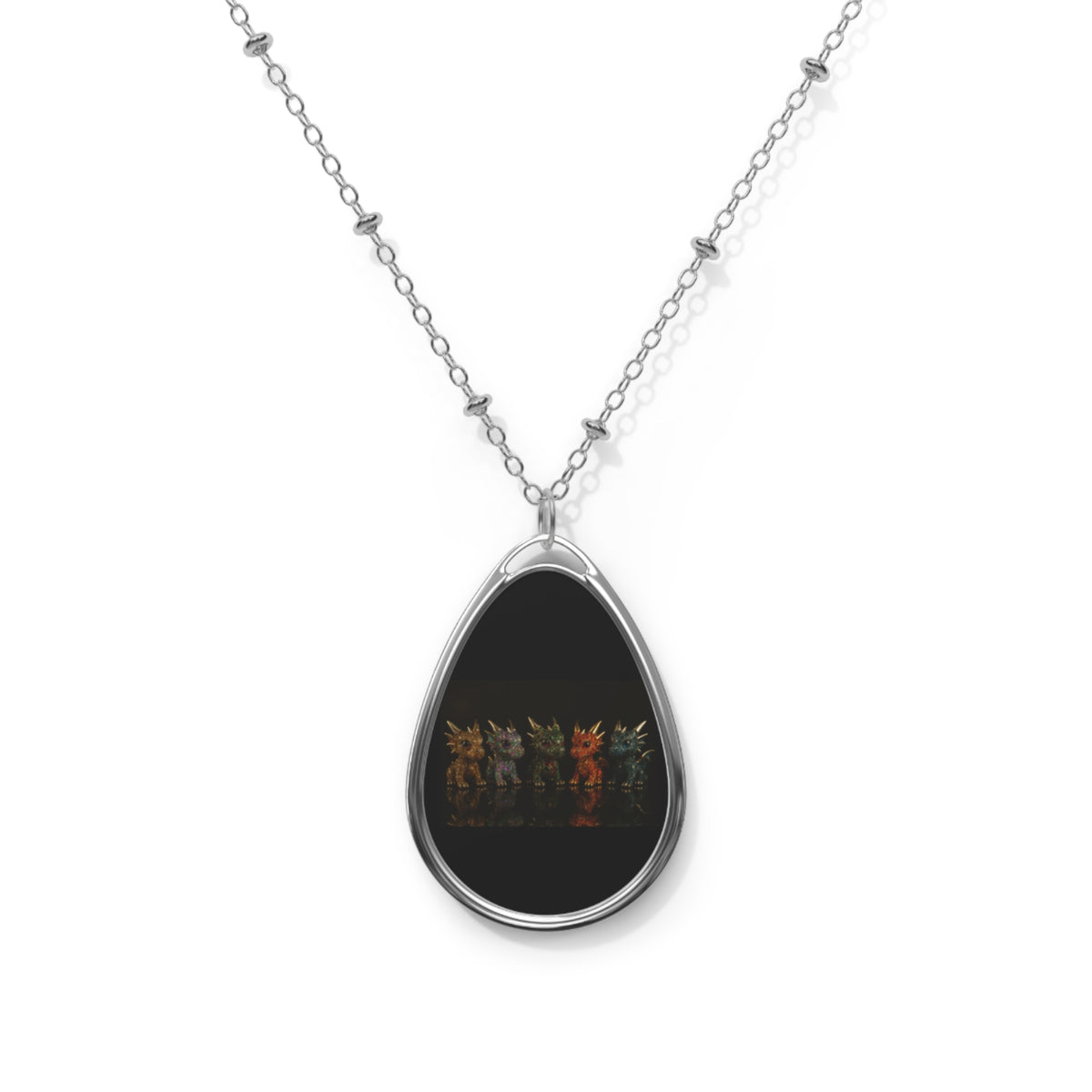 An Elegant Oval Necklace with Colorful Reflection, Gift for Her, Stylish Jewelry, Statement Pendant, Personalized Necklace, Unique Gift Idea