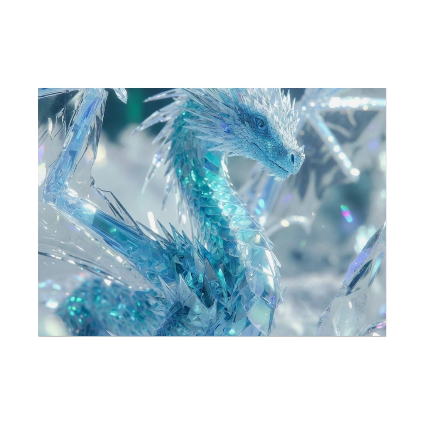 Ice Crystal Dragon Poster — Fantasy Aurora Wall Art (Rolled Poster)