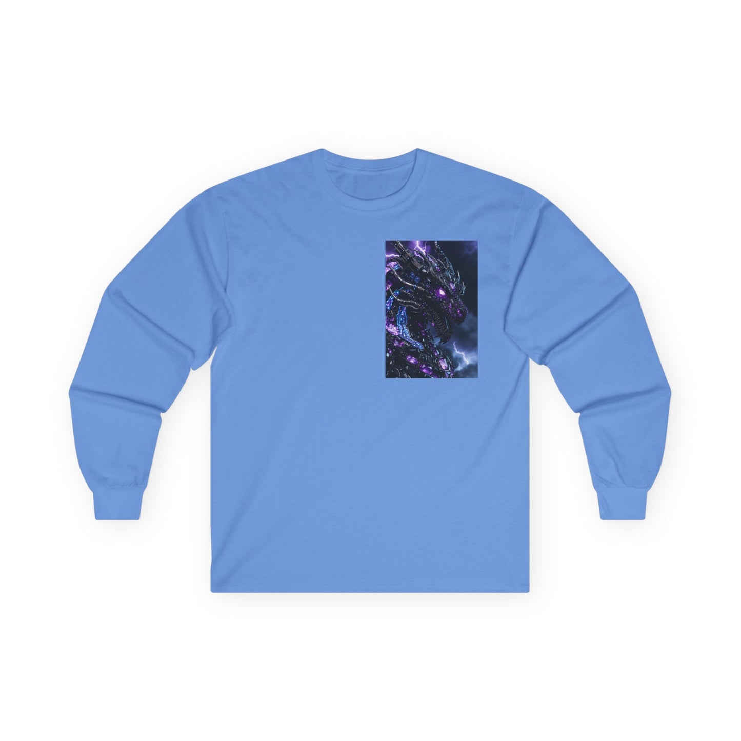 Cosmic Dragon Pocket Long Sleeve Tee — Neon Galaxy Illustration