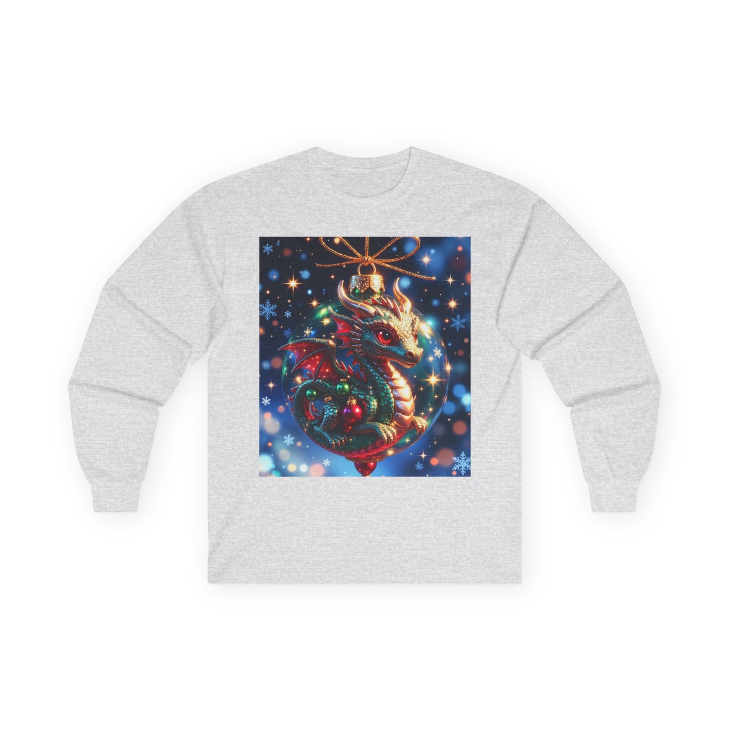 Christmas Dragon Heart Long Sleeve Tee — Festive Fantasy Christmas Dragon Design