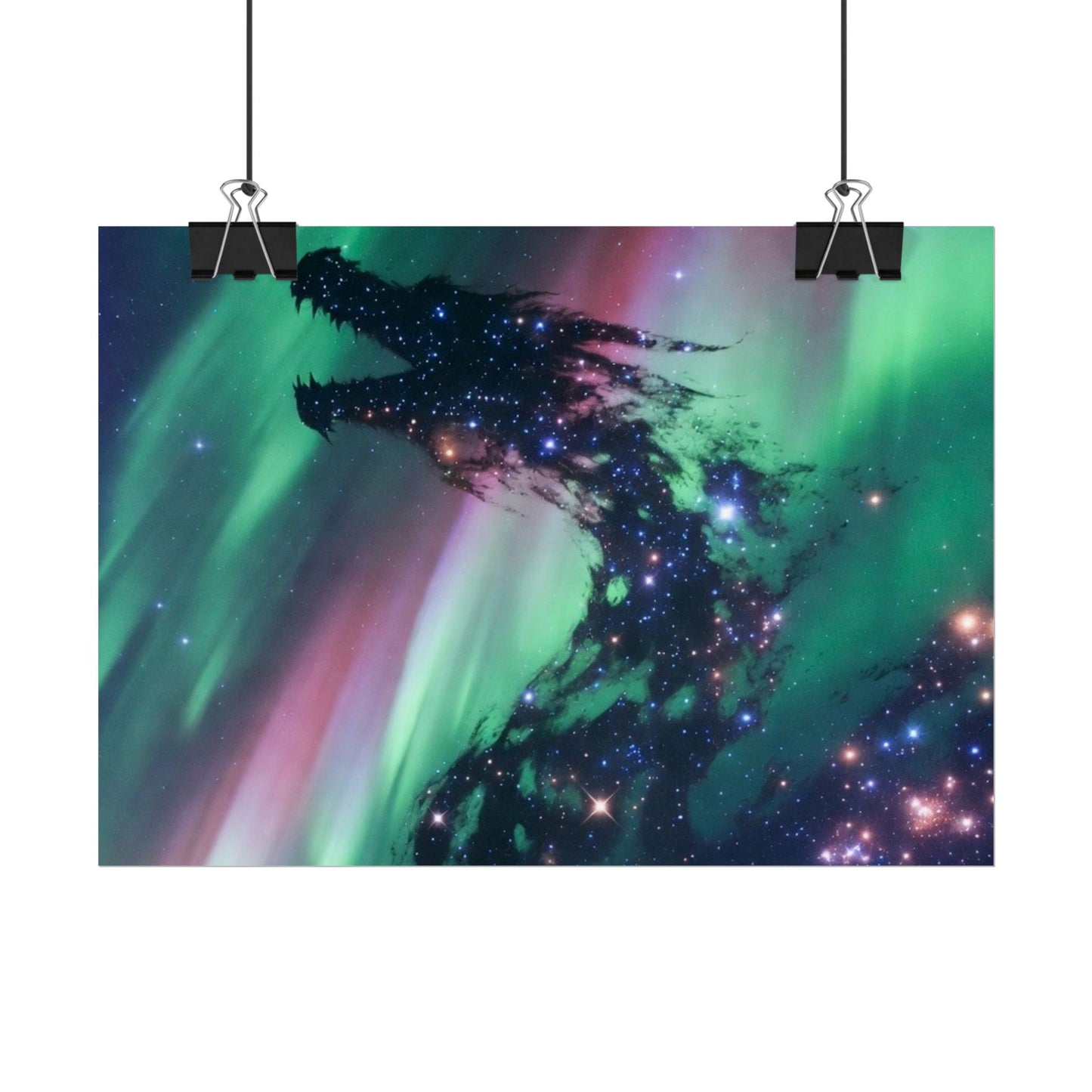 Aurora Dragon Poster — Cosmic Northern Lights Wall Art (Rolled Poster)