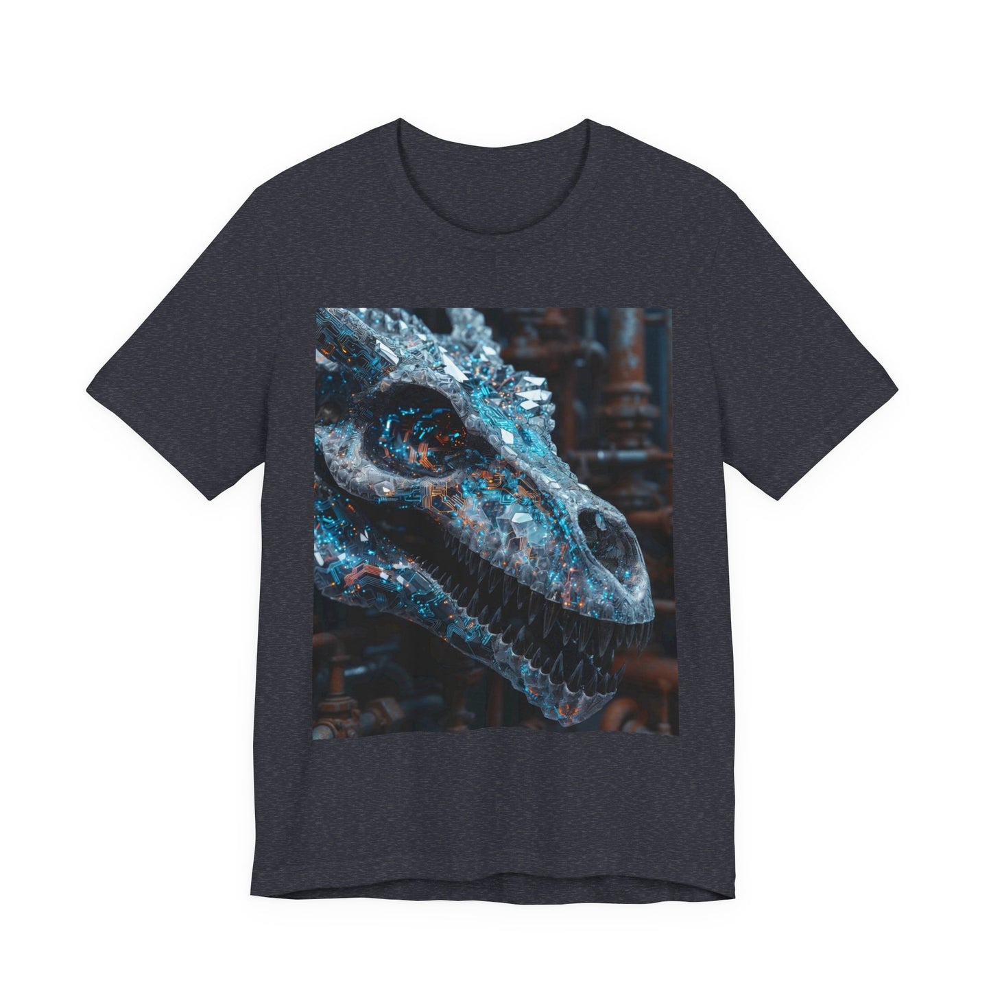 Dragon Skull Graphic Tee — Iridescent Fossil Art T-Shirt