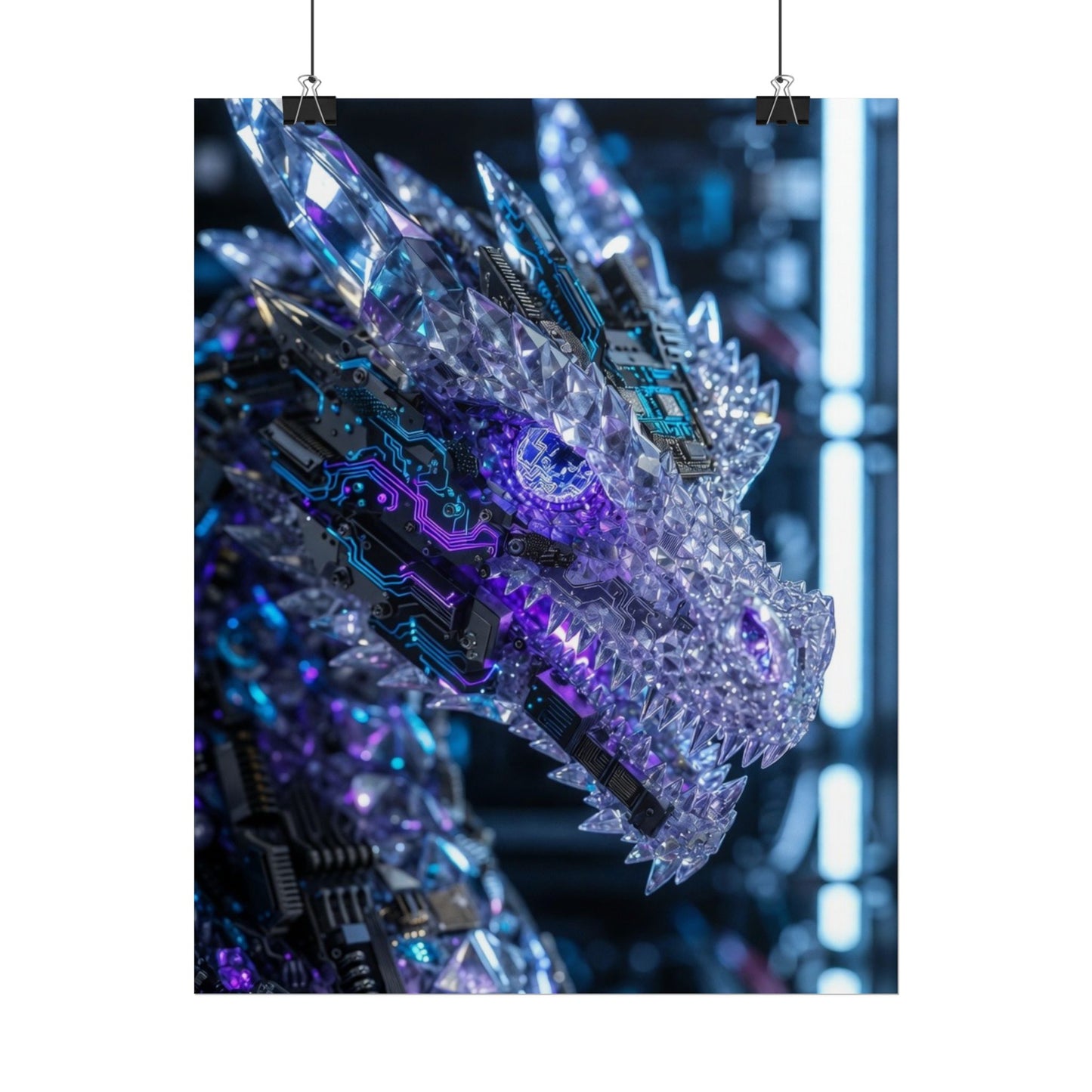 Rolled Poster — Cyber Crystal Dragon Art Print
