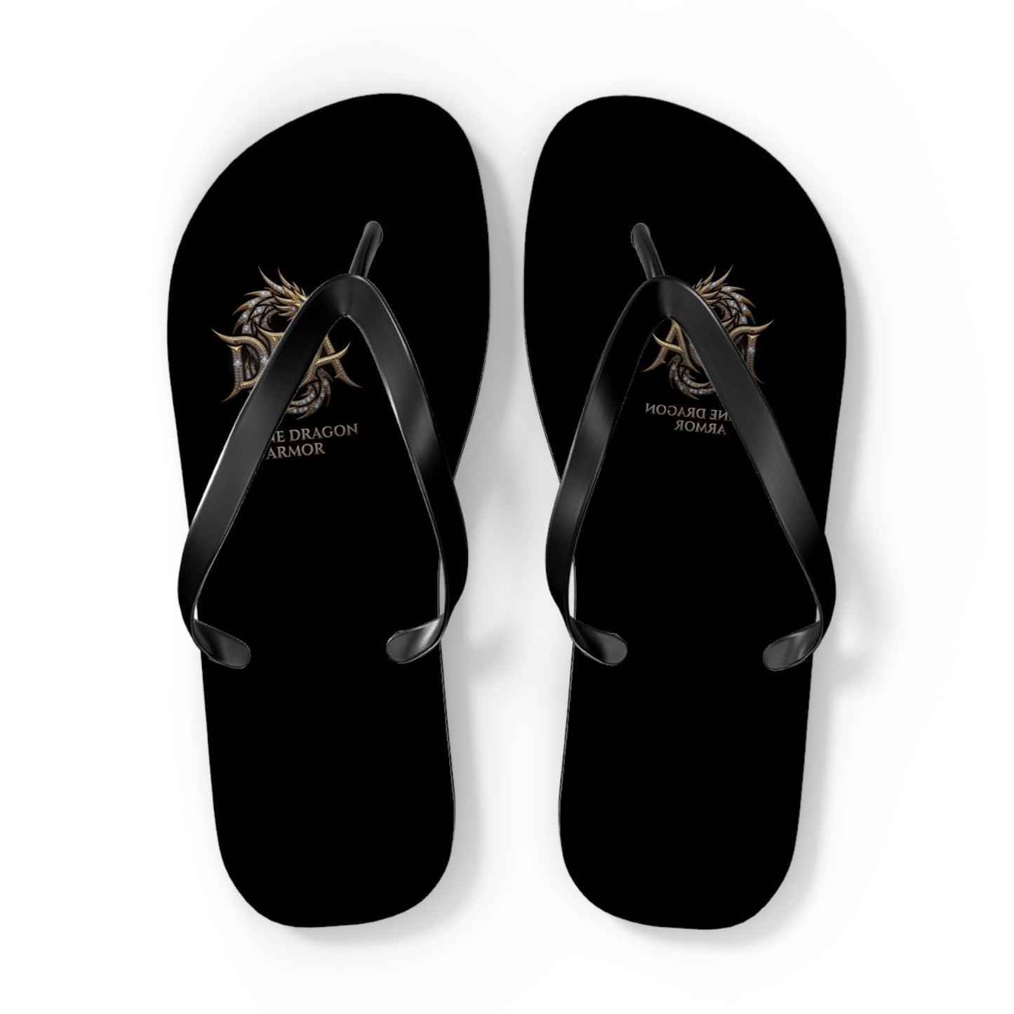 Dragon Armor Flip Flops – Black Fantasy Shield Beach Sandals
