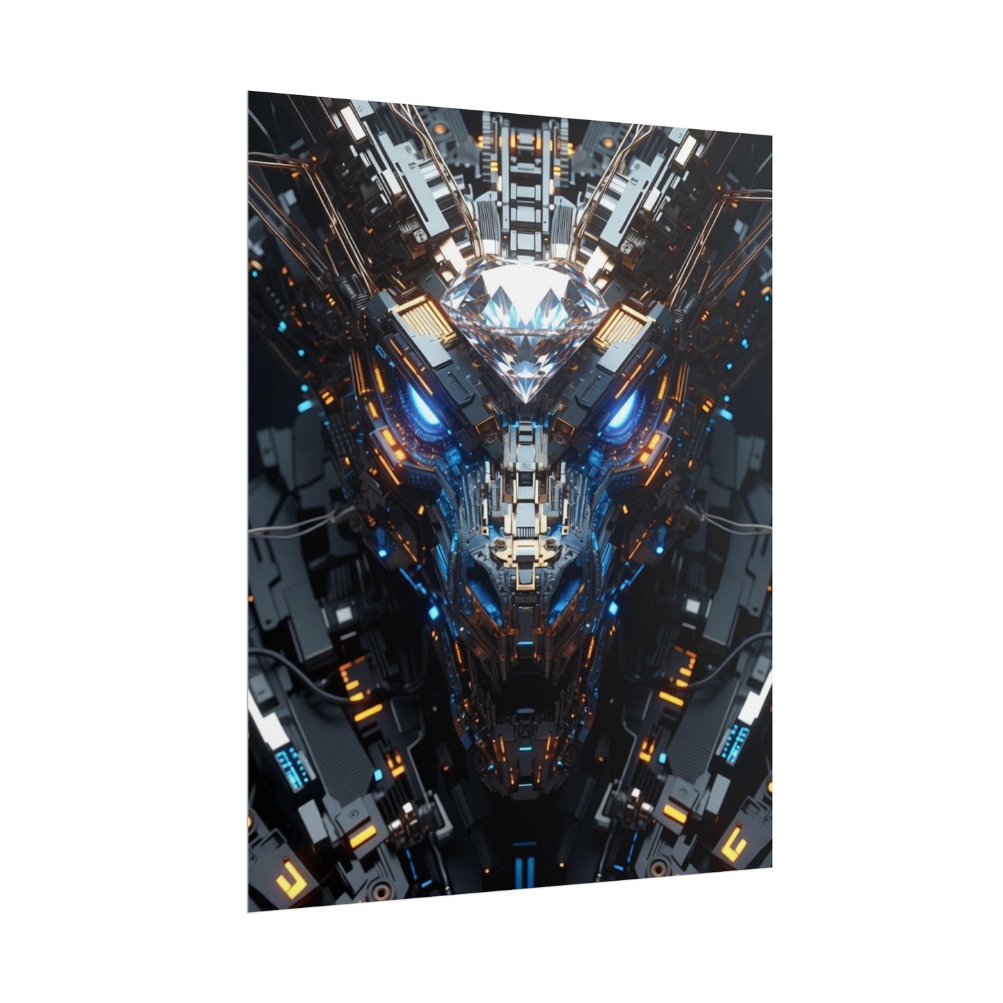 Futuristic Mech Dragon Poster – Cybernetic Robot Art Print