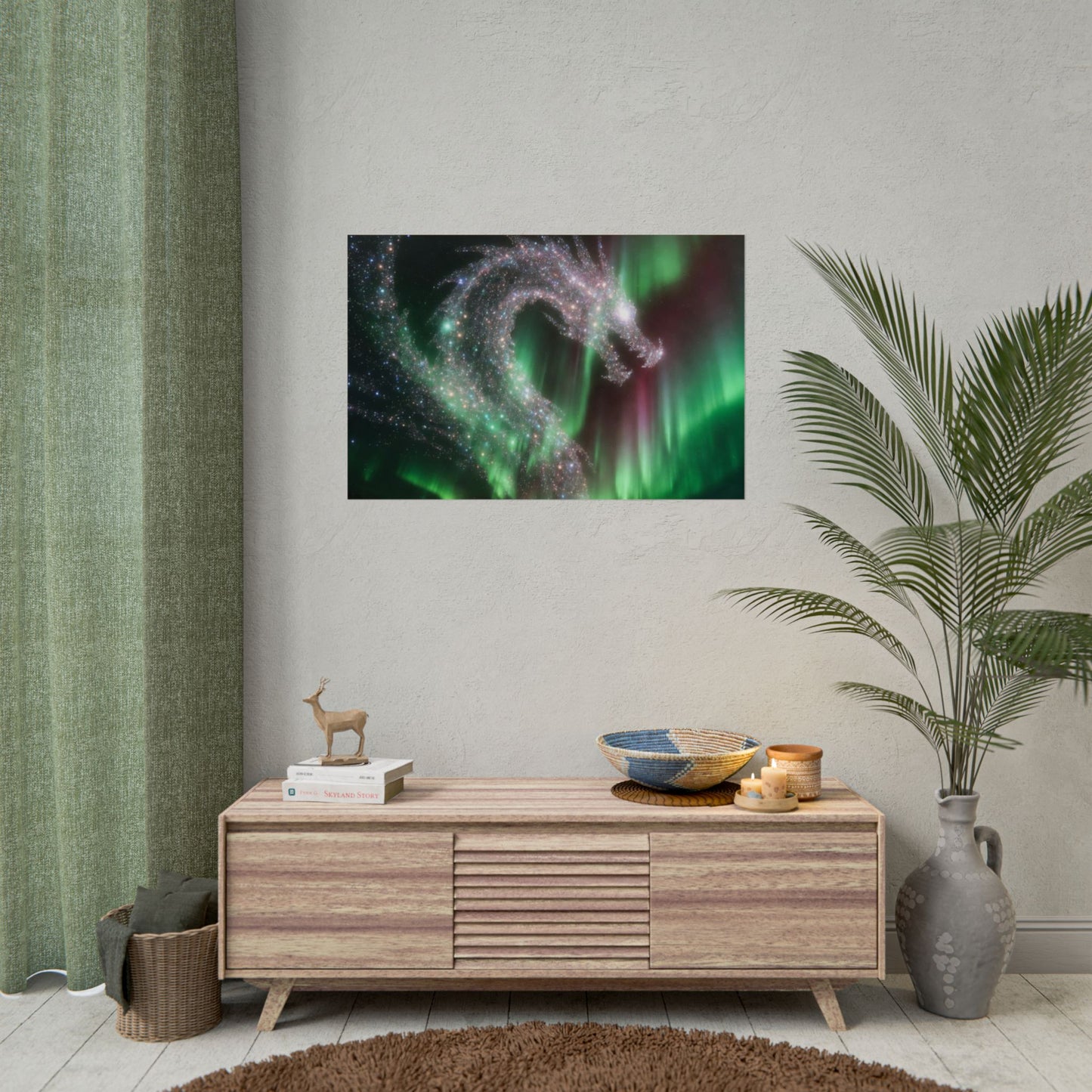 Aurora Dragon Poster — Northern Lights Fantasy Art Print