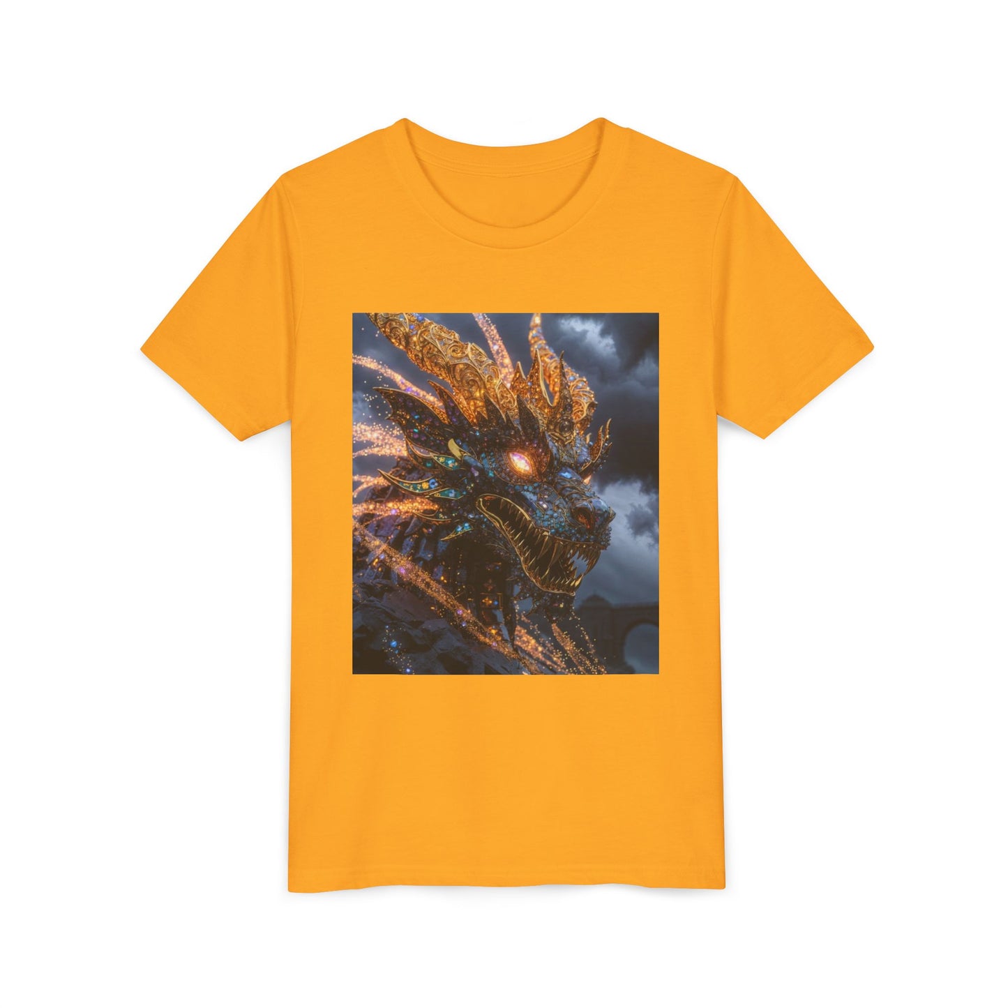 Youth Dragon Tee — Fiery Dragon Head Graphic Kids T‑Shirt