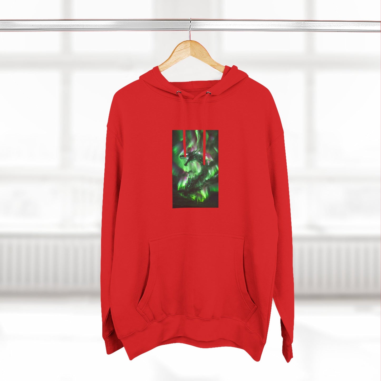 Green Nebula Abstract Hoodie — Aurora Swirl Fleece Pullover