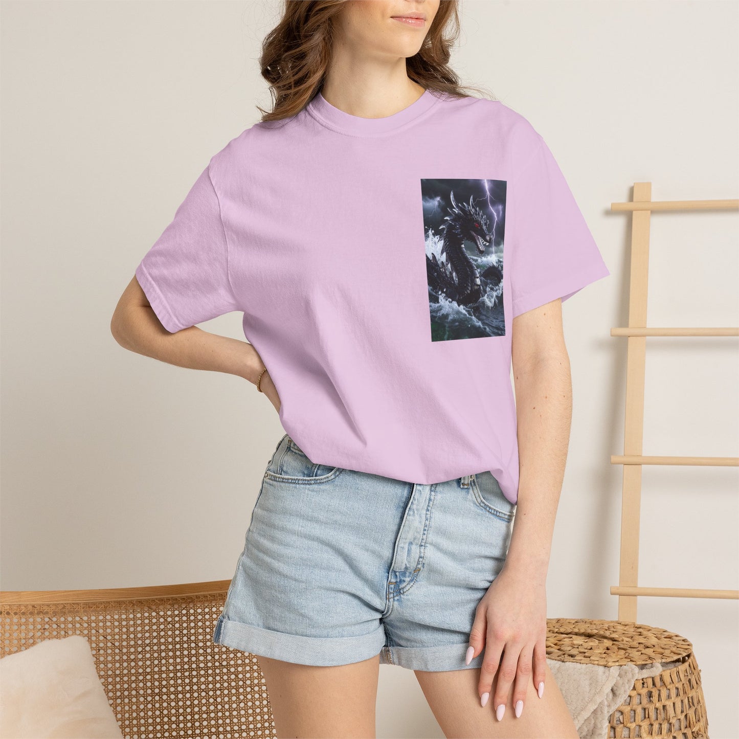 A Dragon Storm Graphic T-Shirt — Dark Fantasy Chest Print