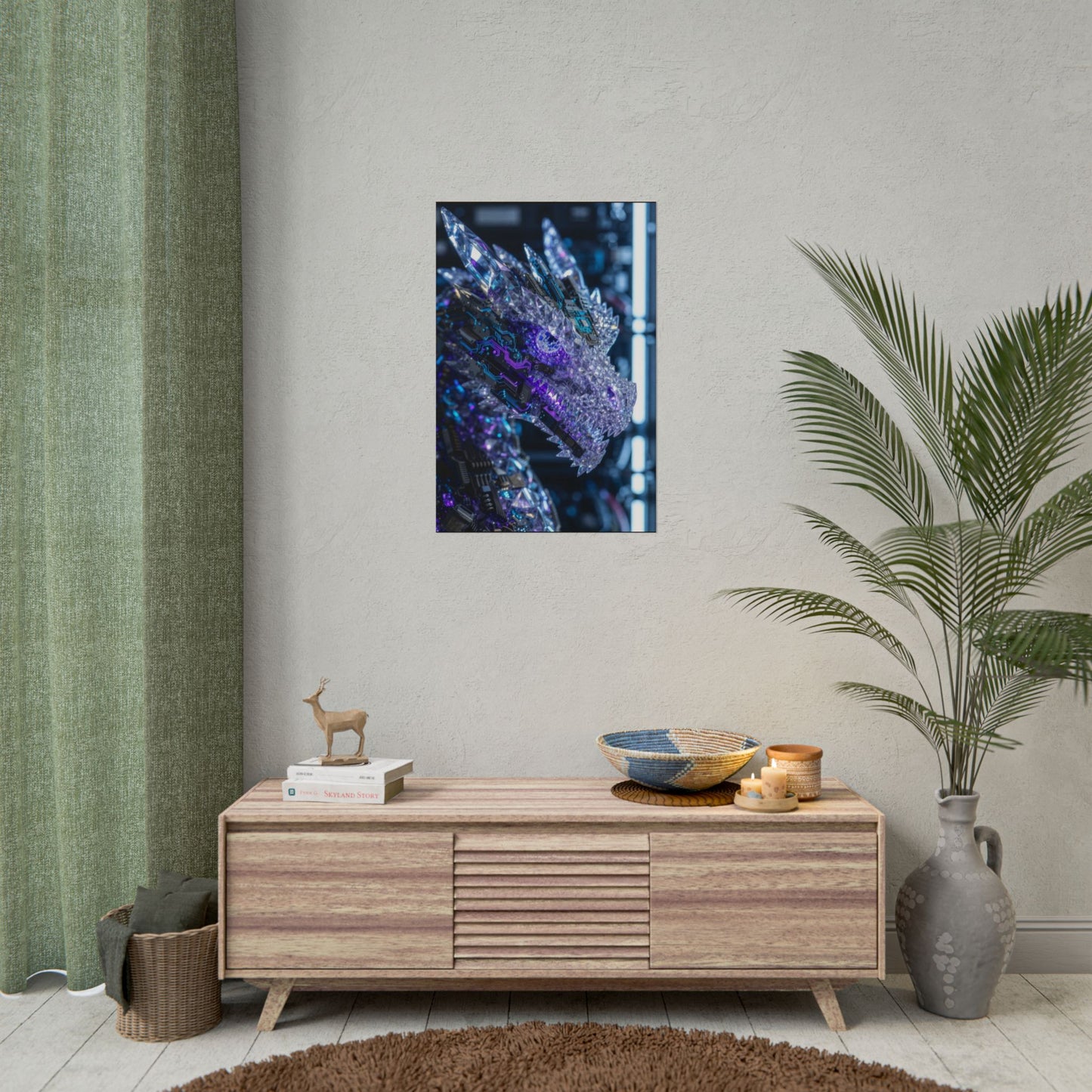 Rolled Poster — Cyber Crystal Dragon Art Print