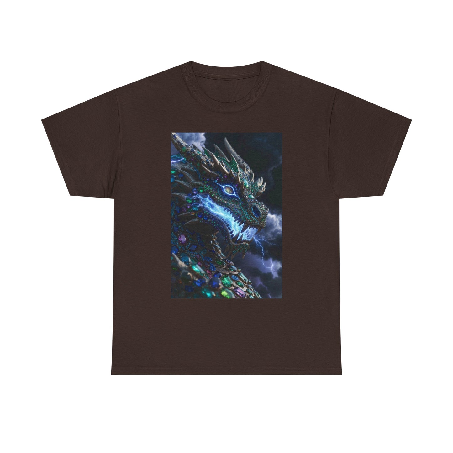 Dragon Portrait T‑Shirt — Neon Blue Fantasy Dragon Graphic Tee