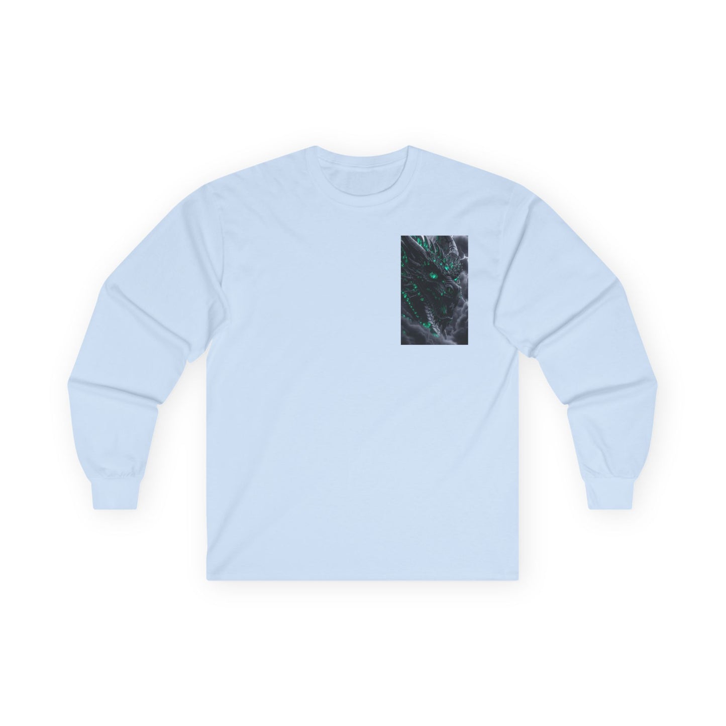 Long Sleeve Tee — Abstract Emerald Marble Pocket Design