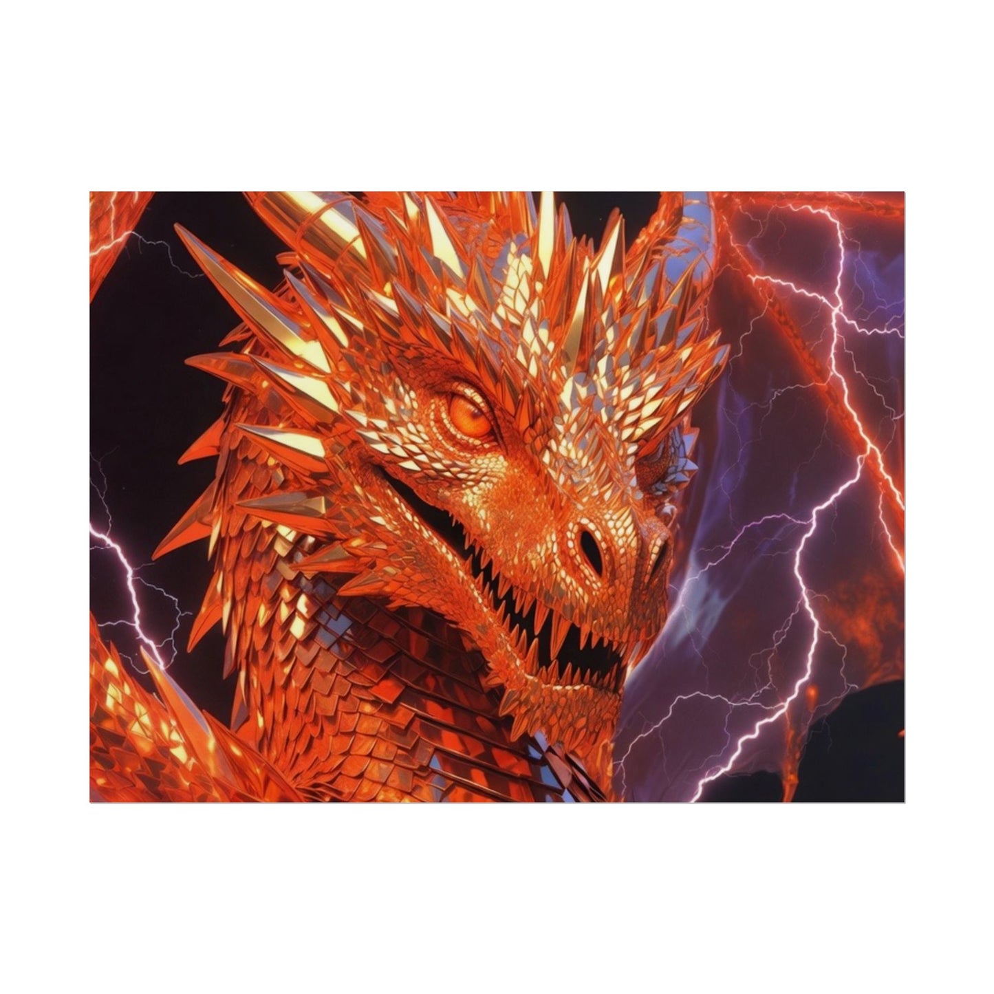 Orange Lightning Dragon Poster — Fantasy Wall Art for Gamers & Fans